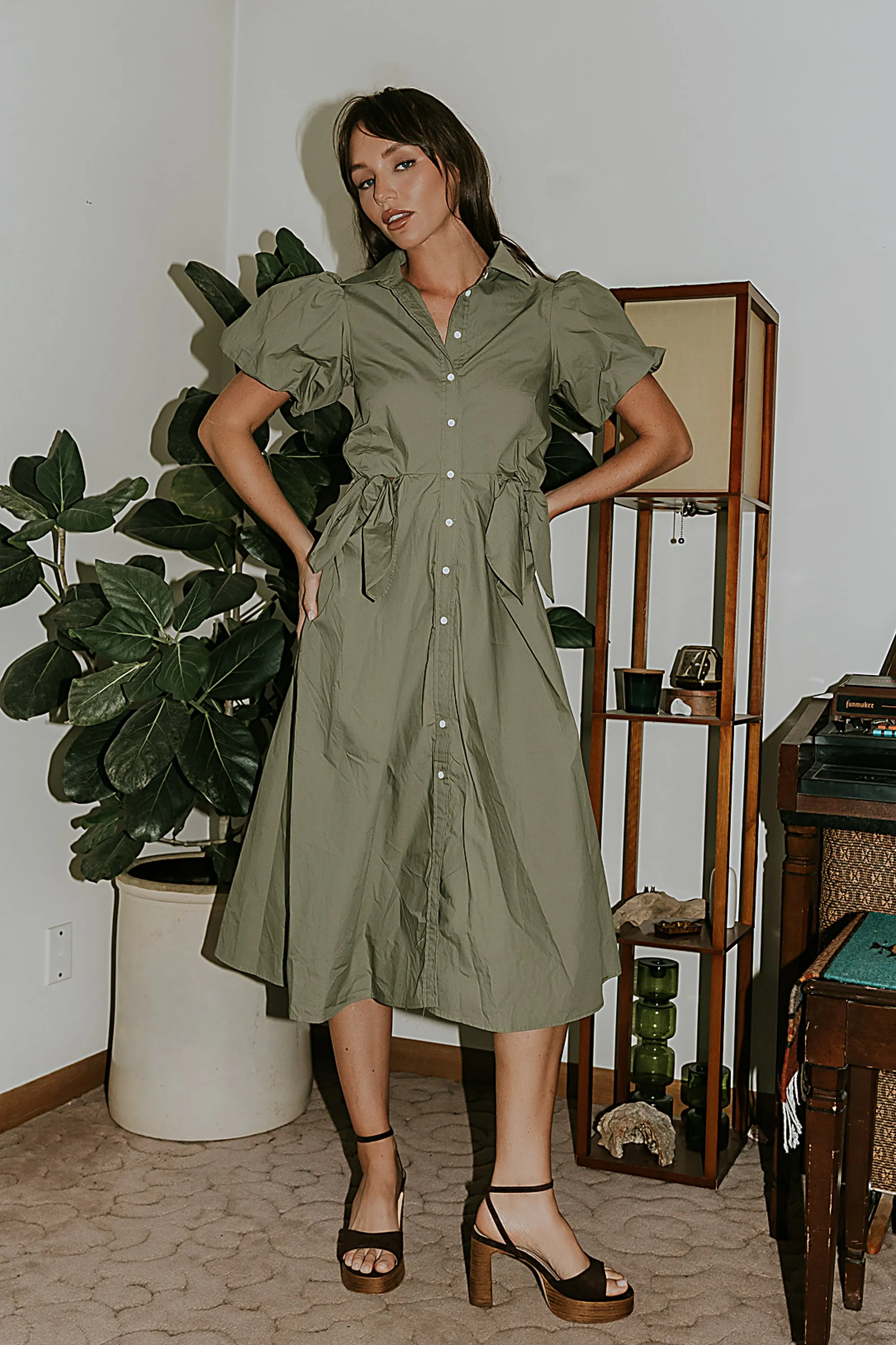 Terry Collared Midi Dress sold by bohme