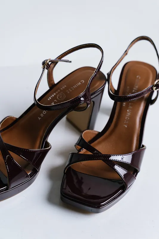 Josie Block Heel in Burgundy sold by bohme