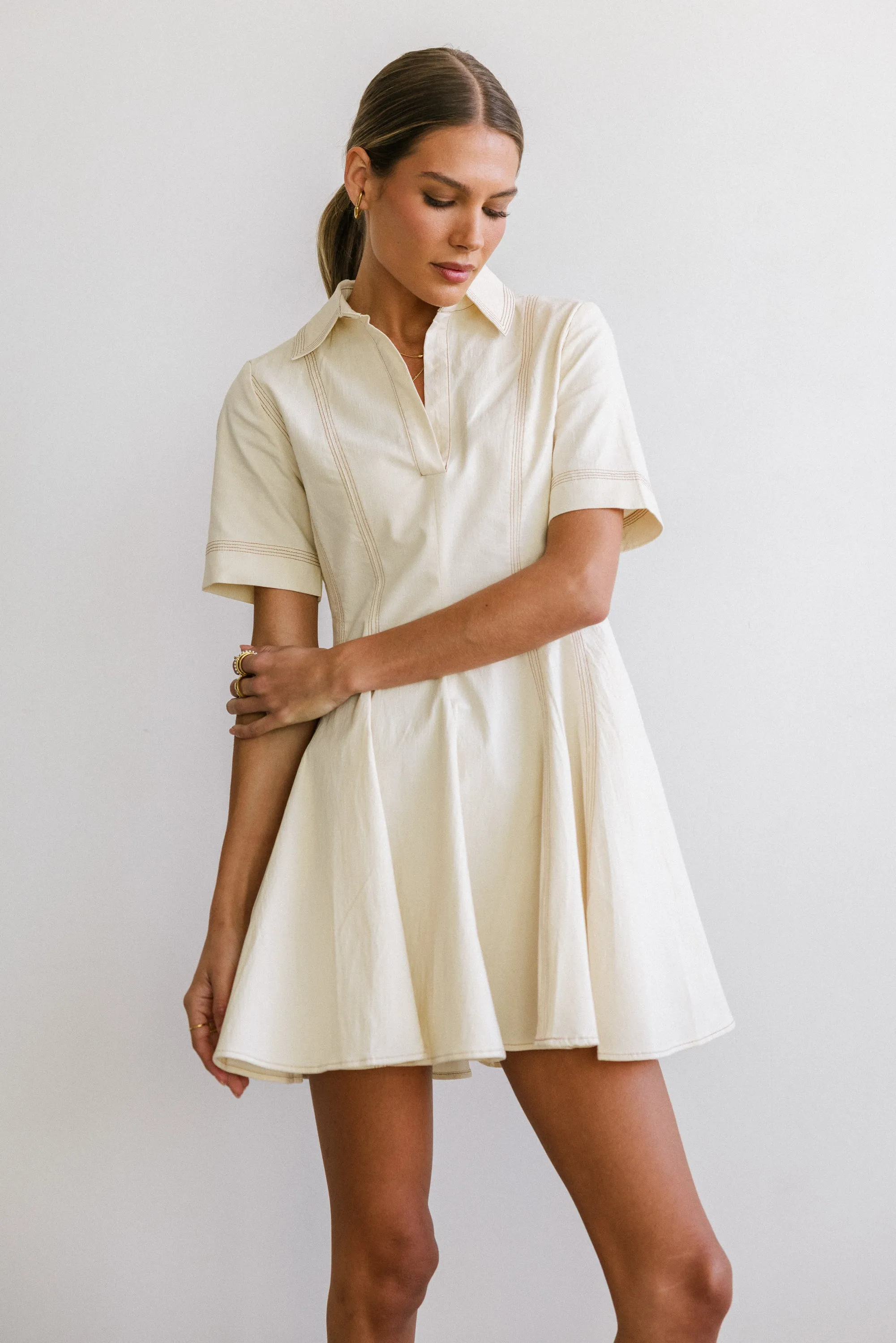 Haddie Collared Mini Dress sold by bohme