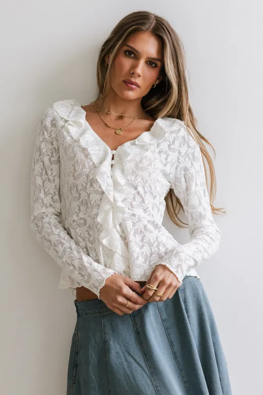 Kinsey Ruffle Lace Top sold by bohme