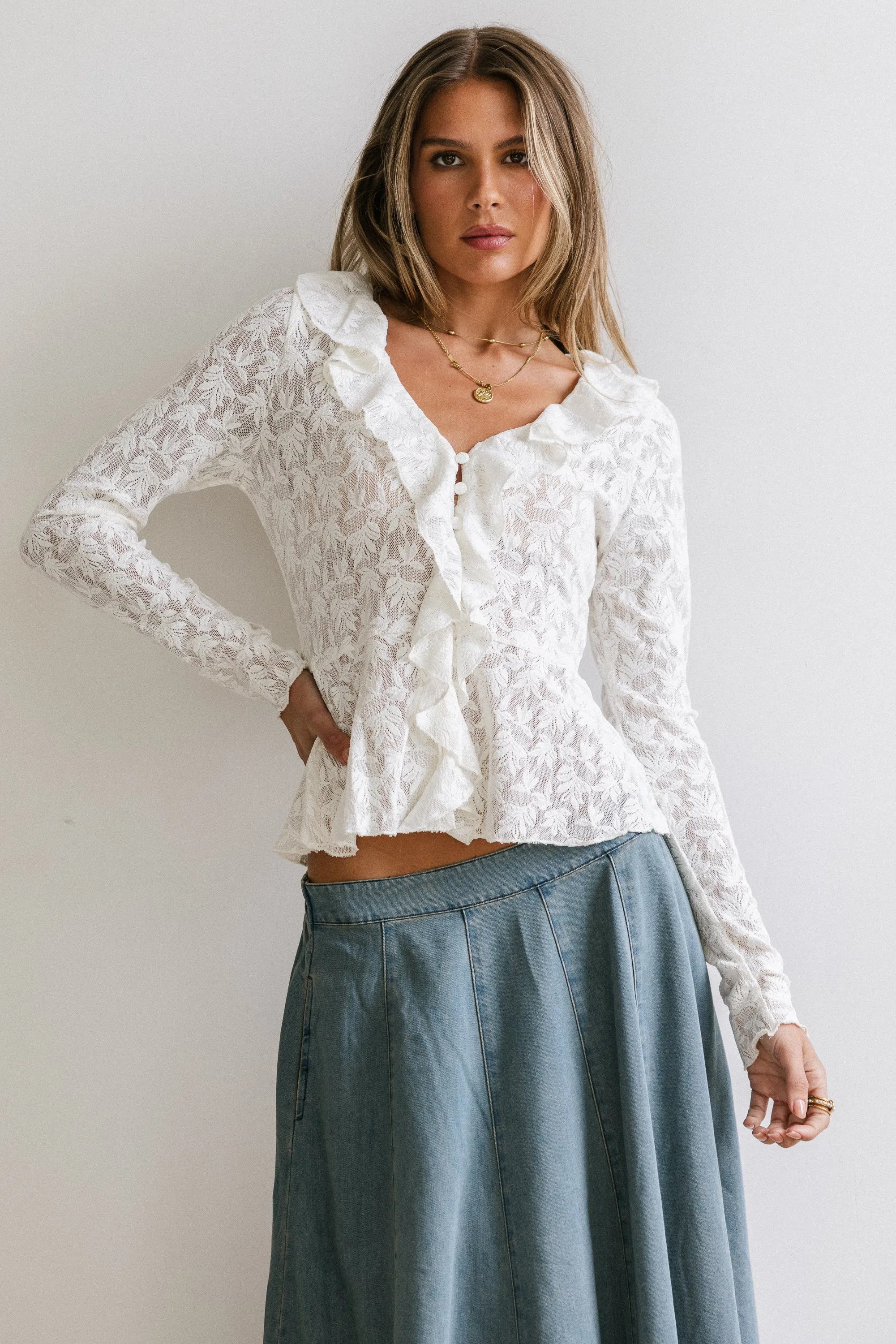 Kinsey Ruffle Lace Top - FINAL SALE sold by bohme product image thumbnail 2