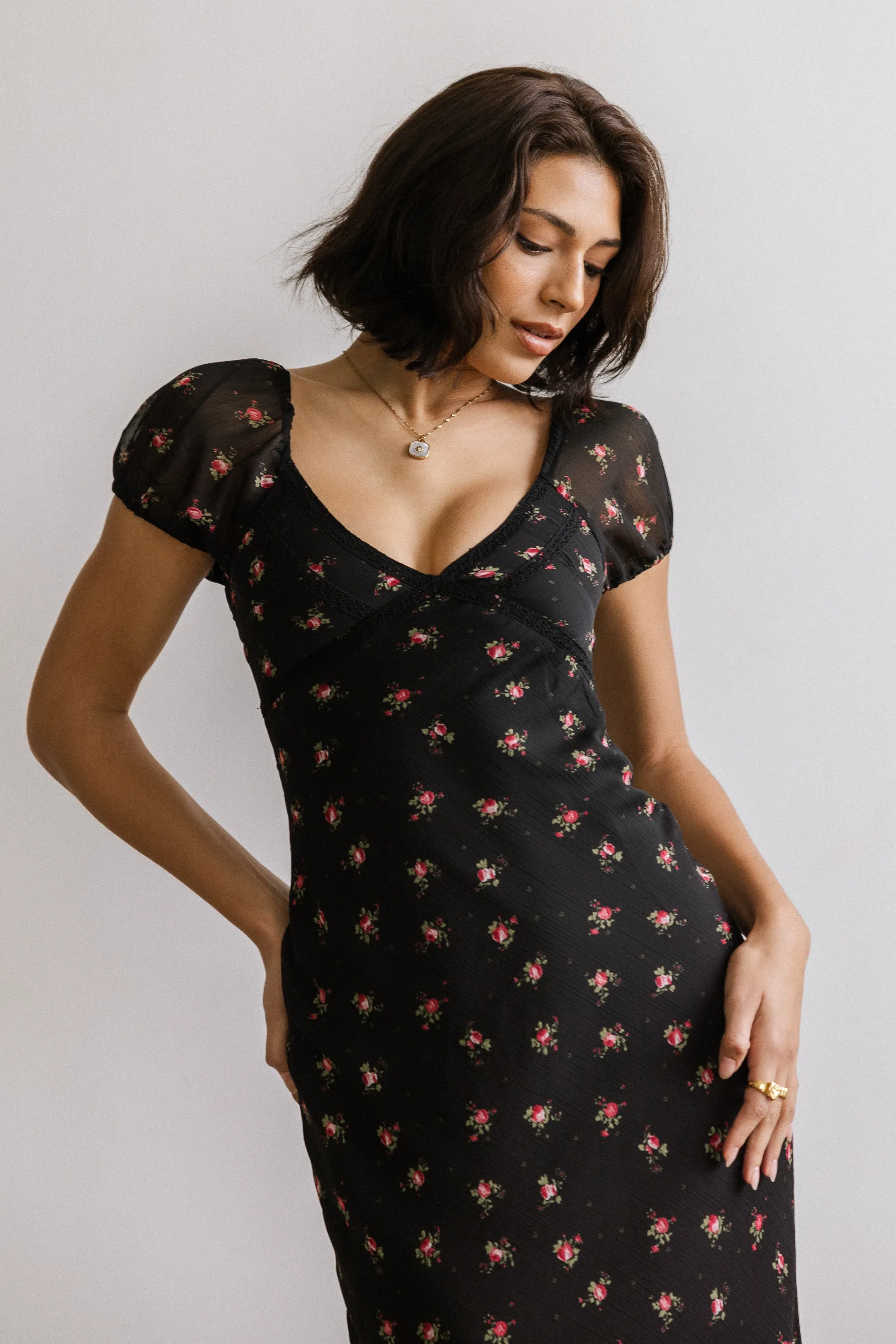 Cammie Floral Maxi Dress in Black sold by bohme product image thumbnail 3