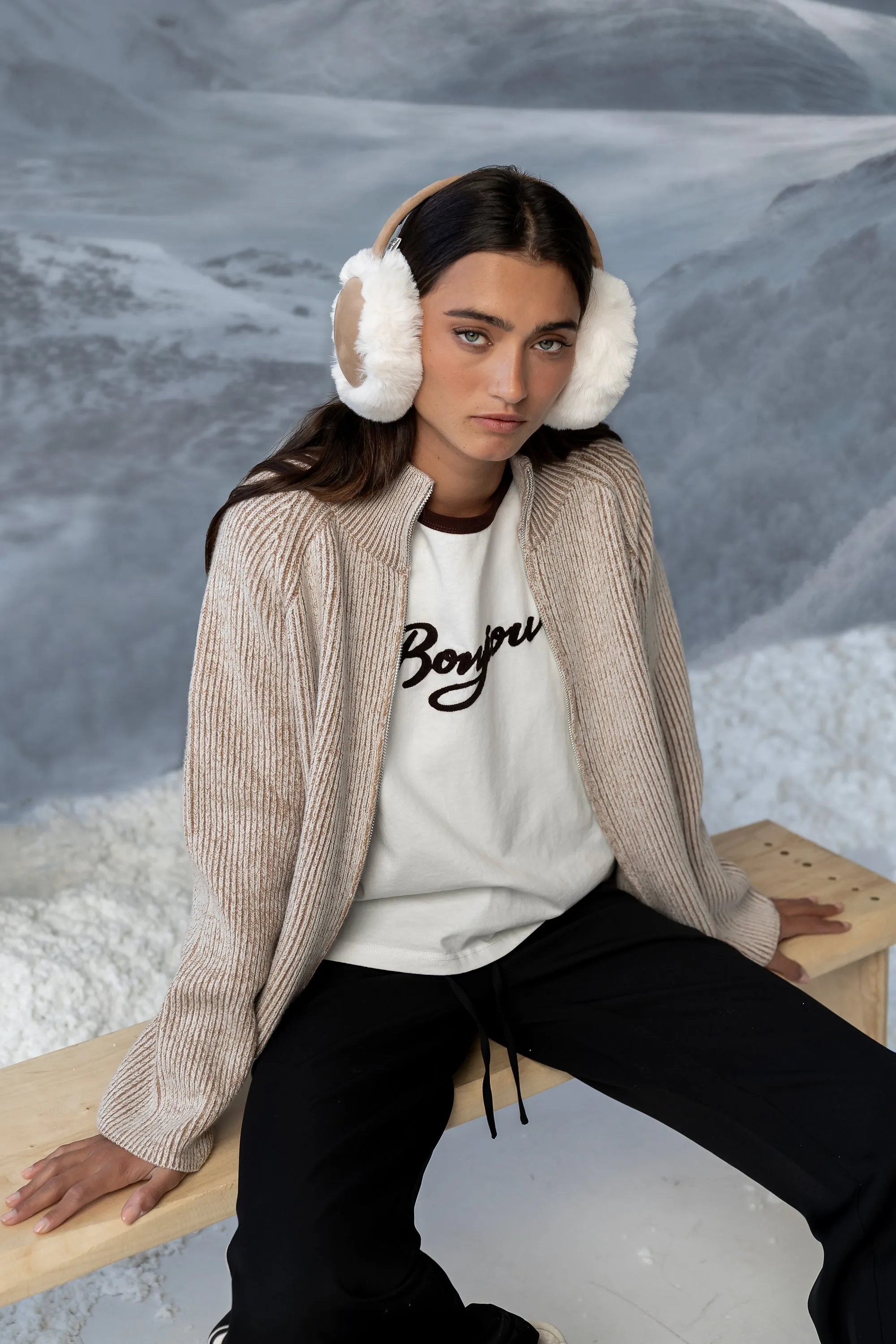 Abbie Ribbed Jacket in Taupe sold by bohme