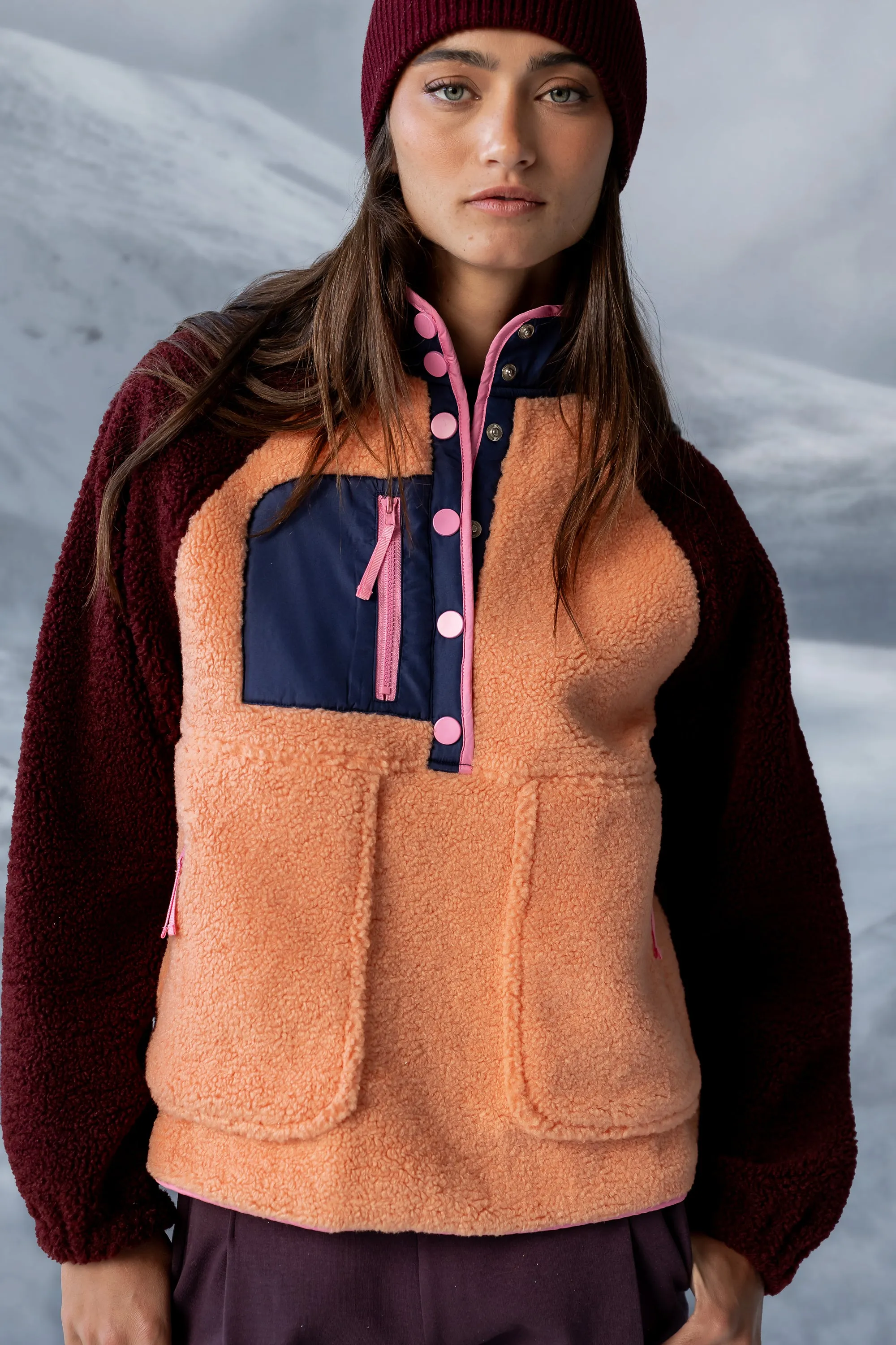 Milana Sherpa Pullover in Orange sold by bohme product image thumbnail 4