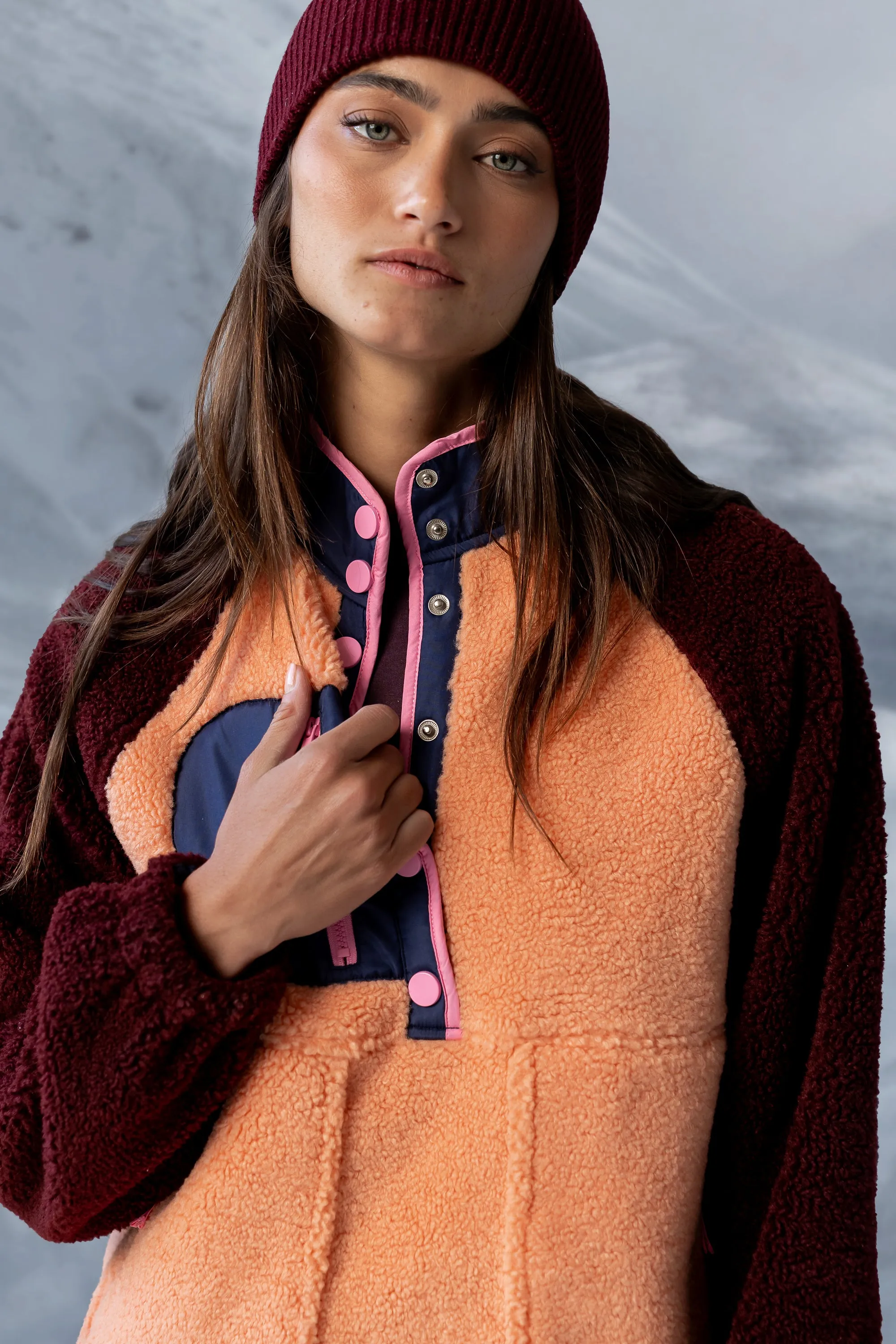 Milana Sherpa Pullover in Orange sold by bohme