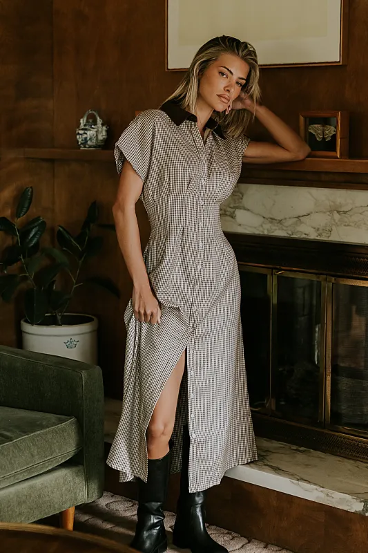 Andie Houndstooth Maxi Dress sold by bohme