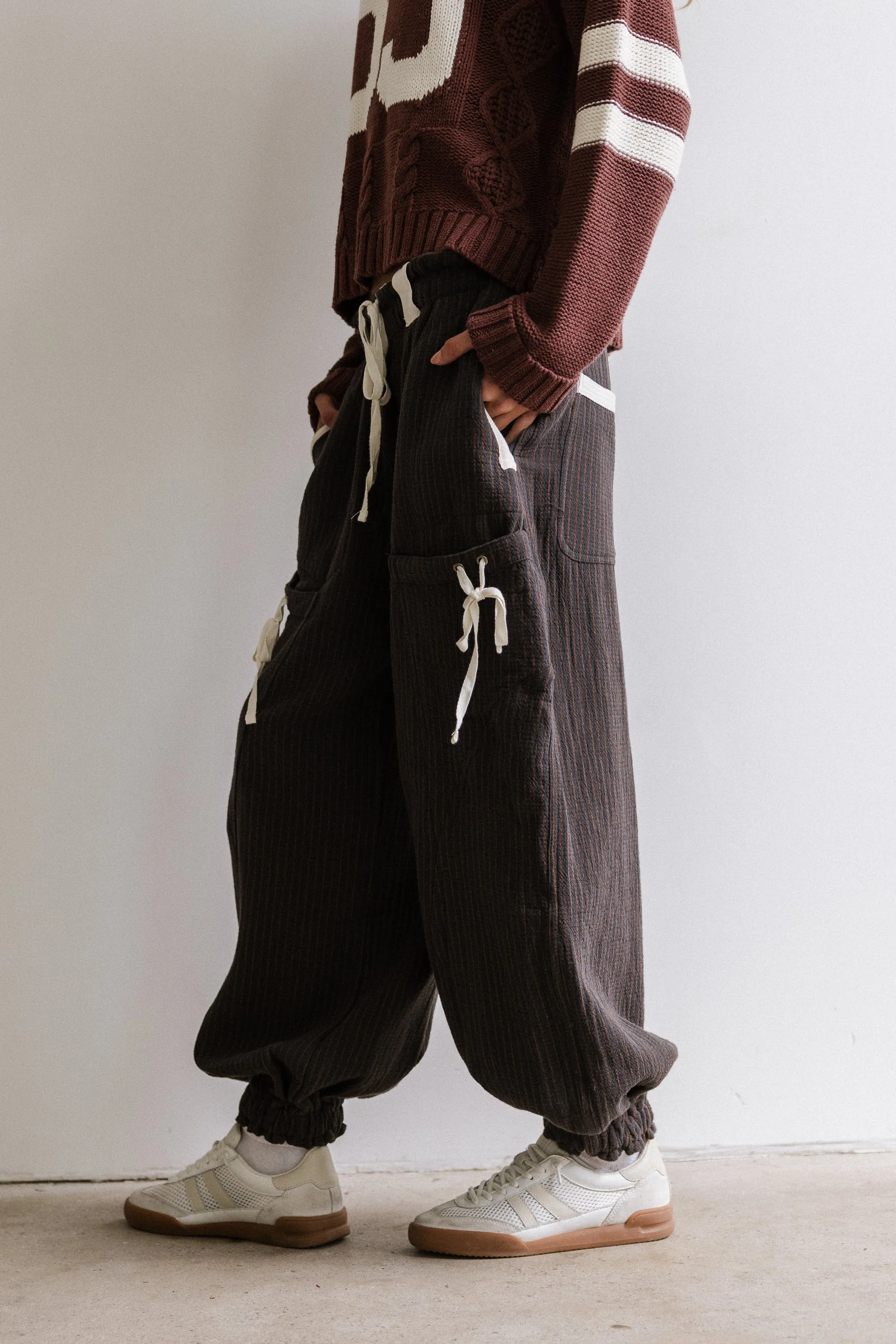 Cozette Striped Baggy Pants in Navy sold by bohme product image thumbnail 4