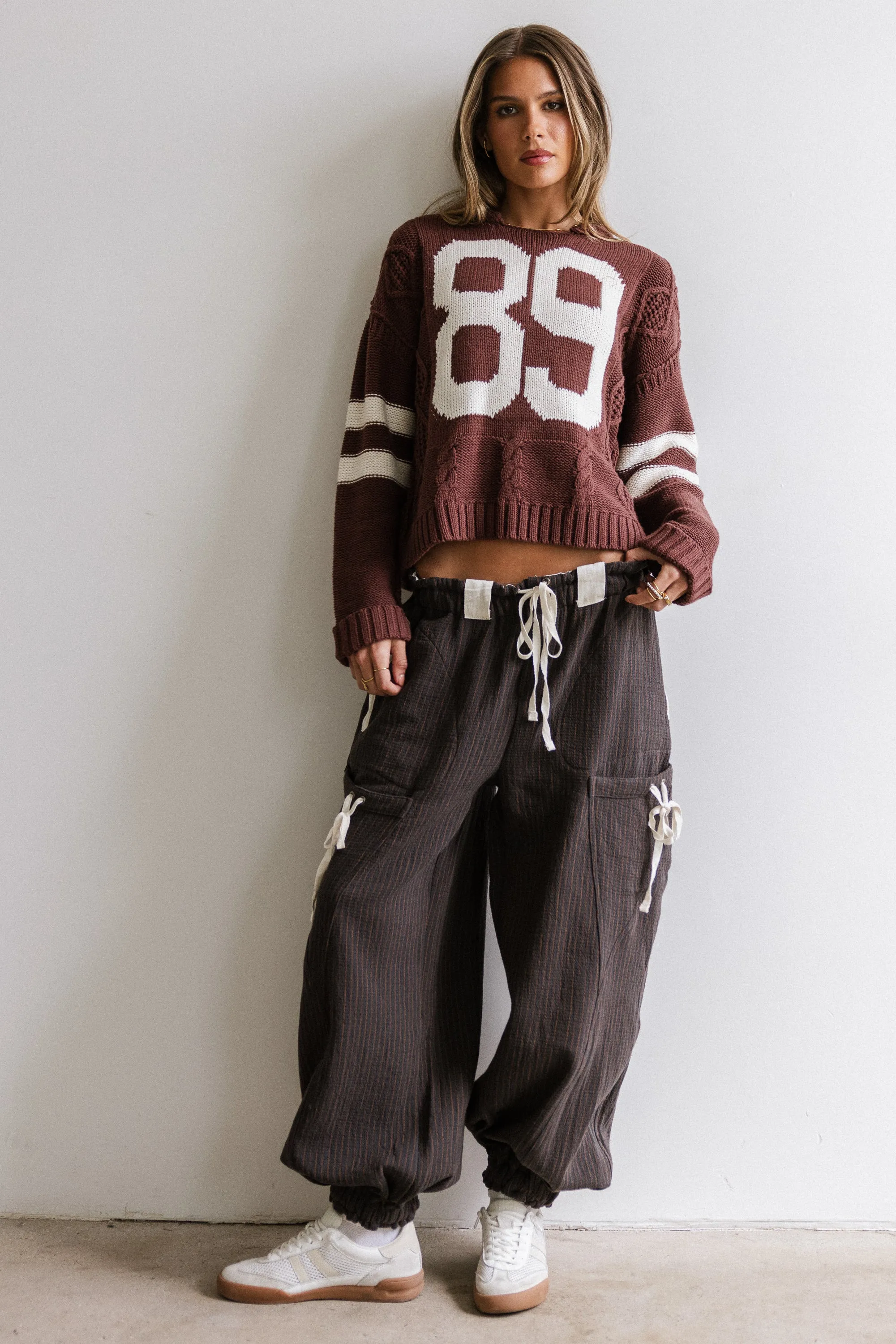 Cozette Striped Baggy Pants in Navy sold by bohme