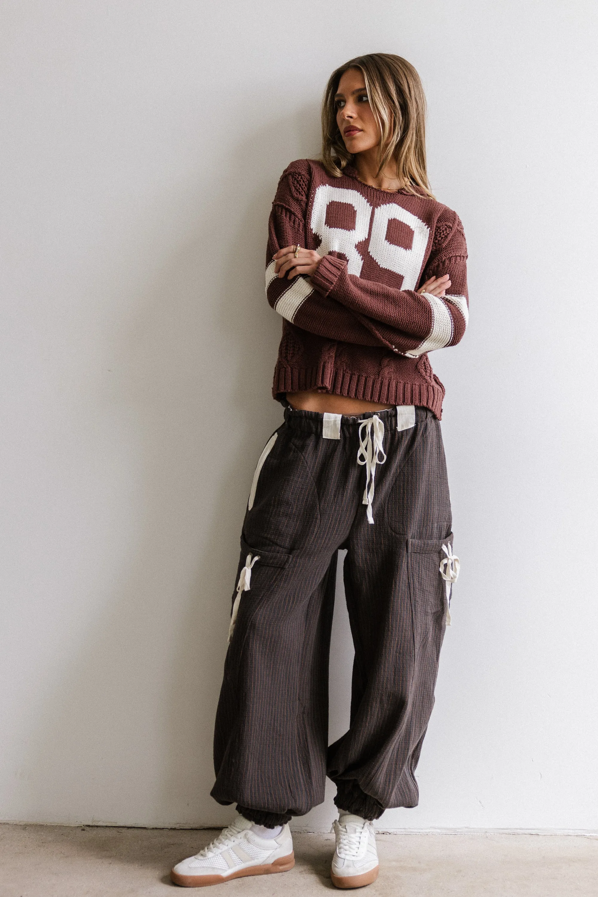 Cozette Striped Baggy Pants in Navy sold by bohme product image thumbnail 5