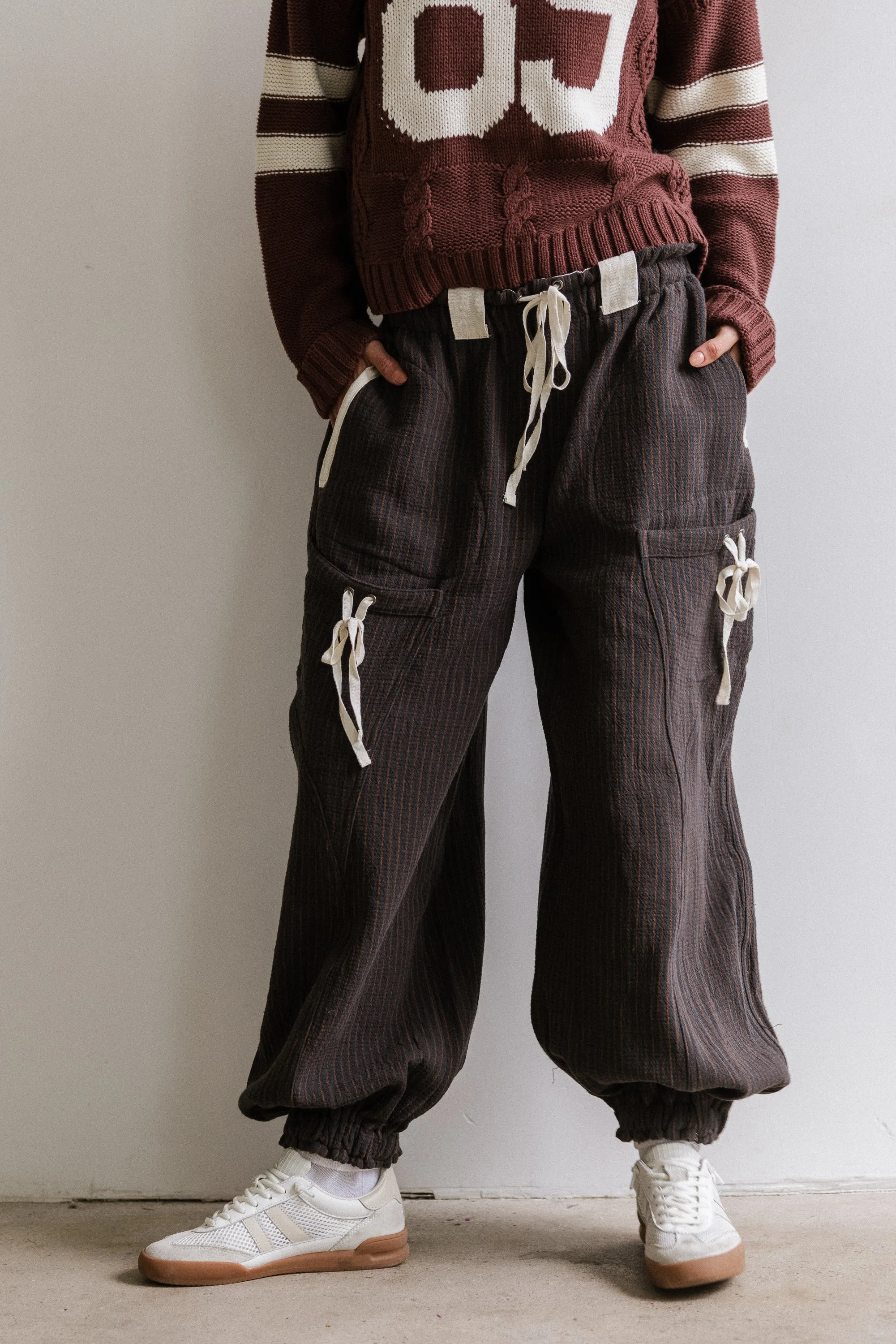 Cozette Striped Baggy Pants in Navy sold by bohme product image thumbnail 3