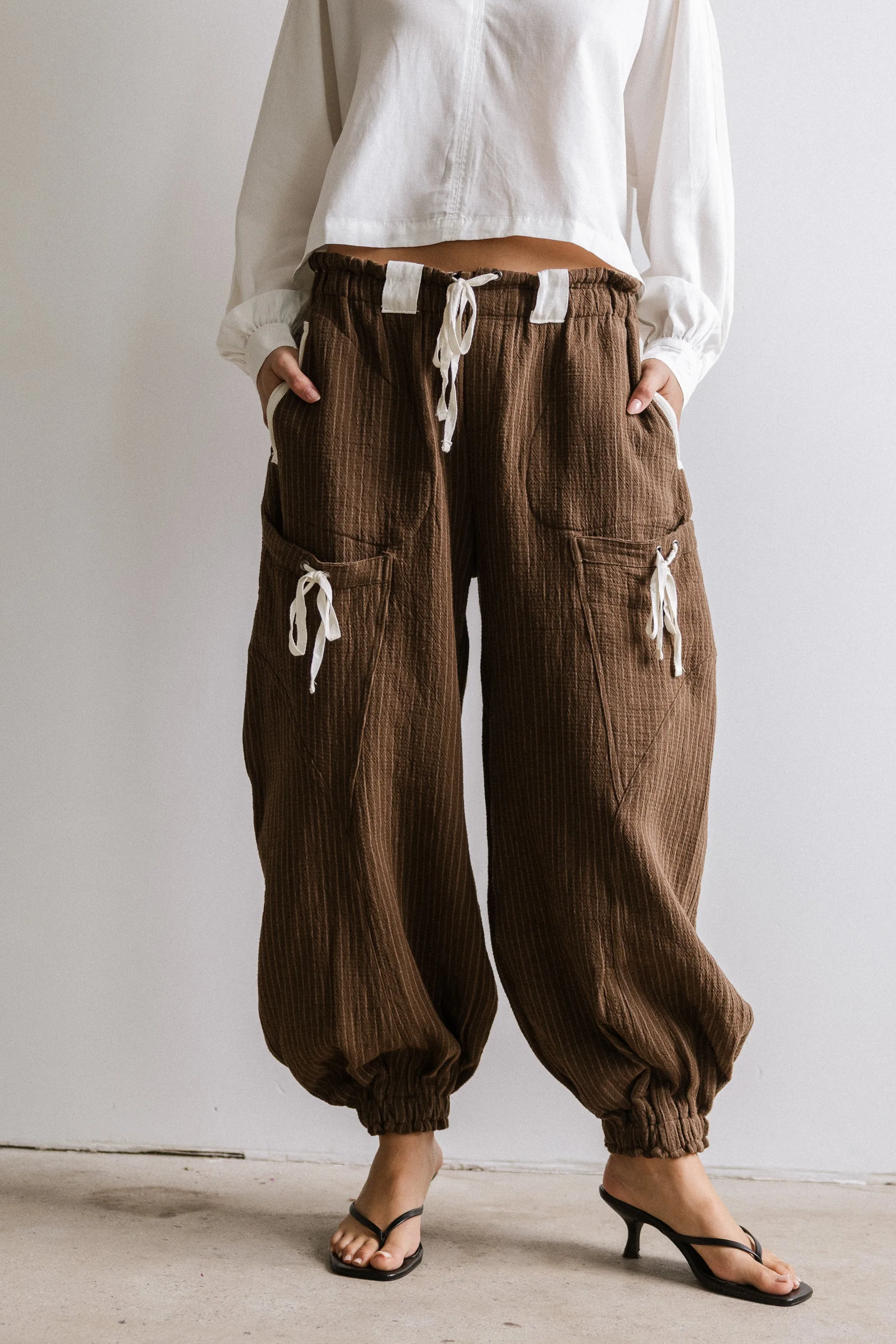Cozette Striped Baggy Pants in Brown sold by bohme product image thumbnail 3