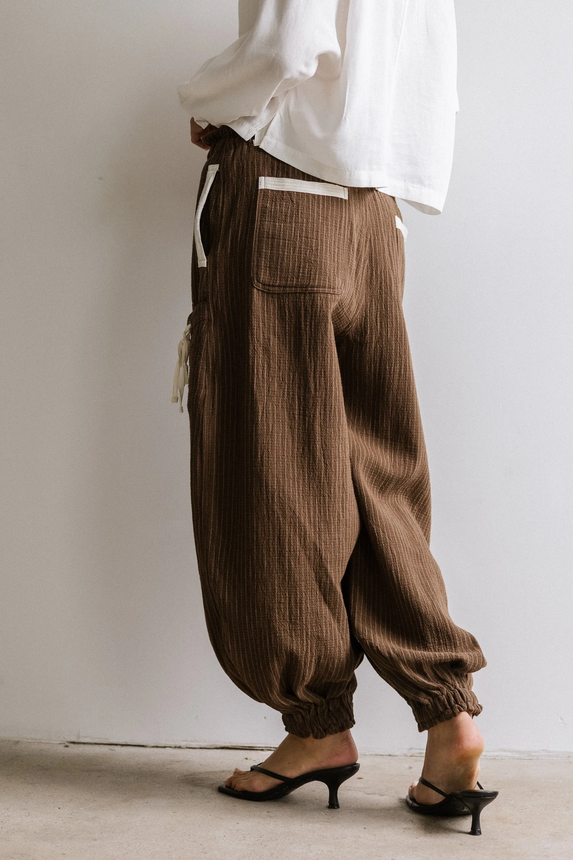 Cozette Striped Baggy Pants in Brown sold by bohme product image thumbnail 4