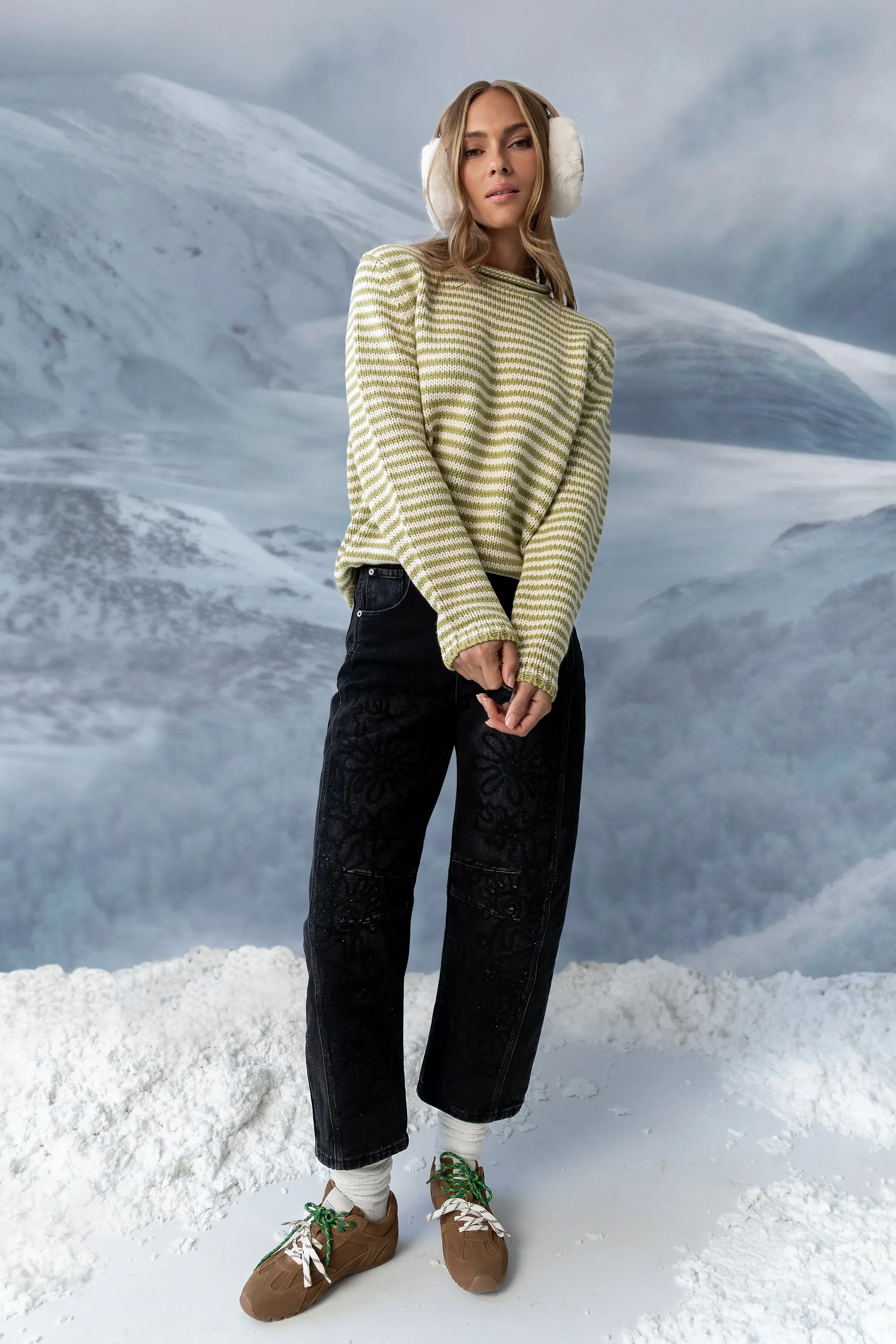 Kinsey Embroidered Barrel Jeans in Faded Black sold by bohme product image thumbnail 2