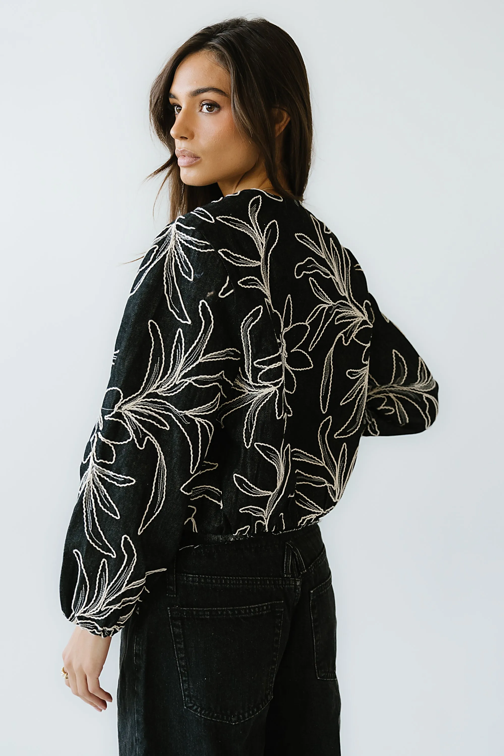 Sidney Embroidered Jacket in Faded Black sold by bohme product image thumbnail 5