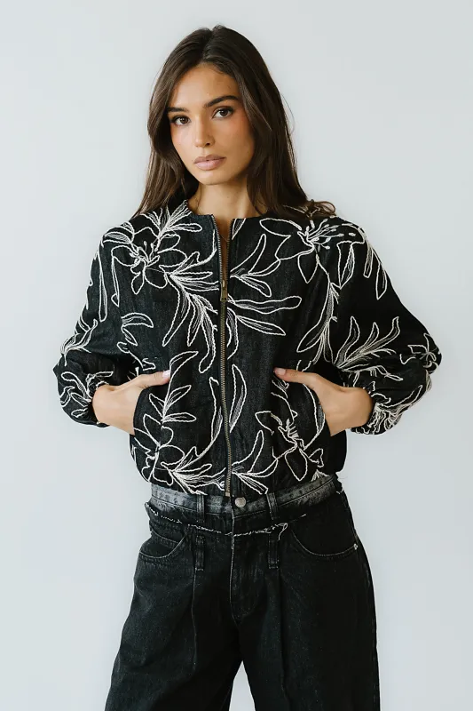 Sidney Embroidered Jacket in Faded Black sold by bohme