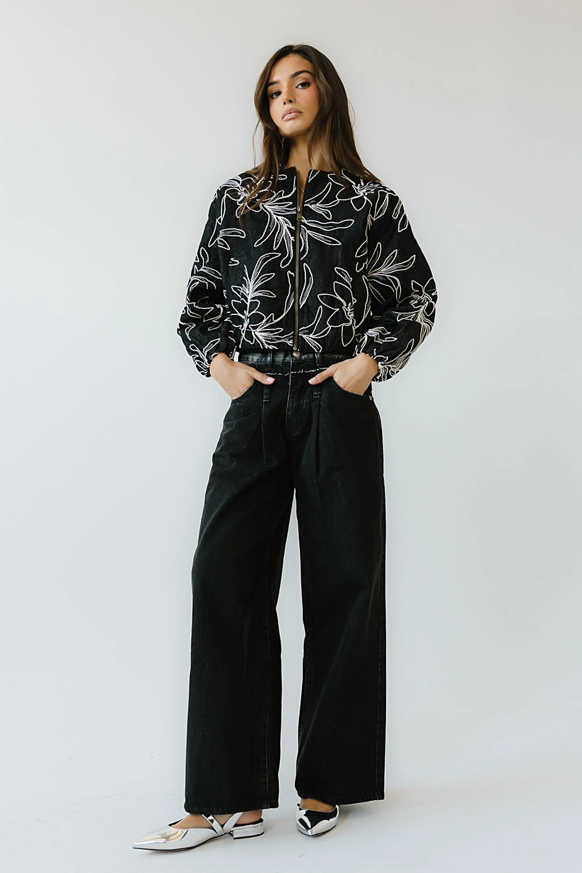 Sidney Embroidered Jacket in Faded Black sold by bohme product image thumbnail 3