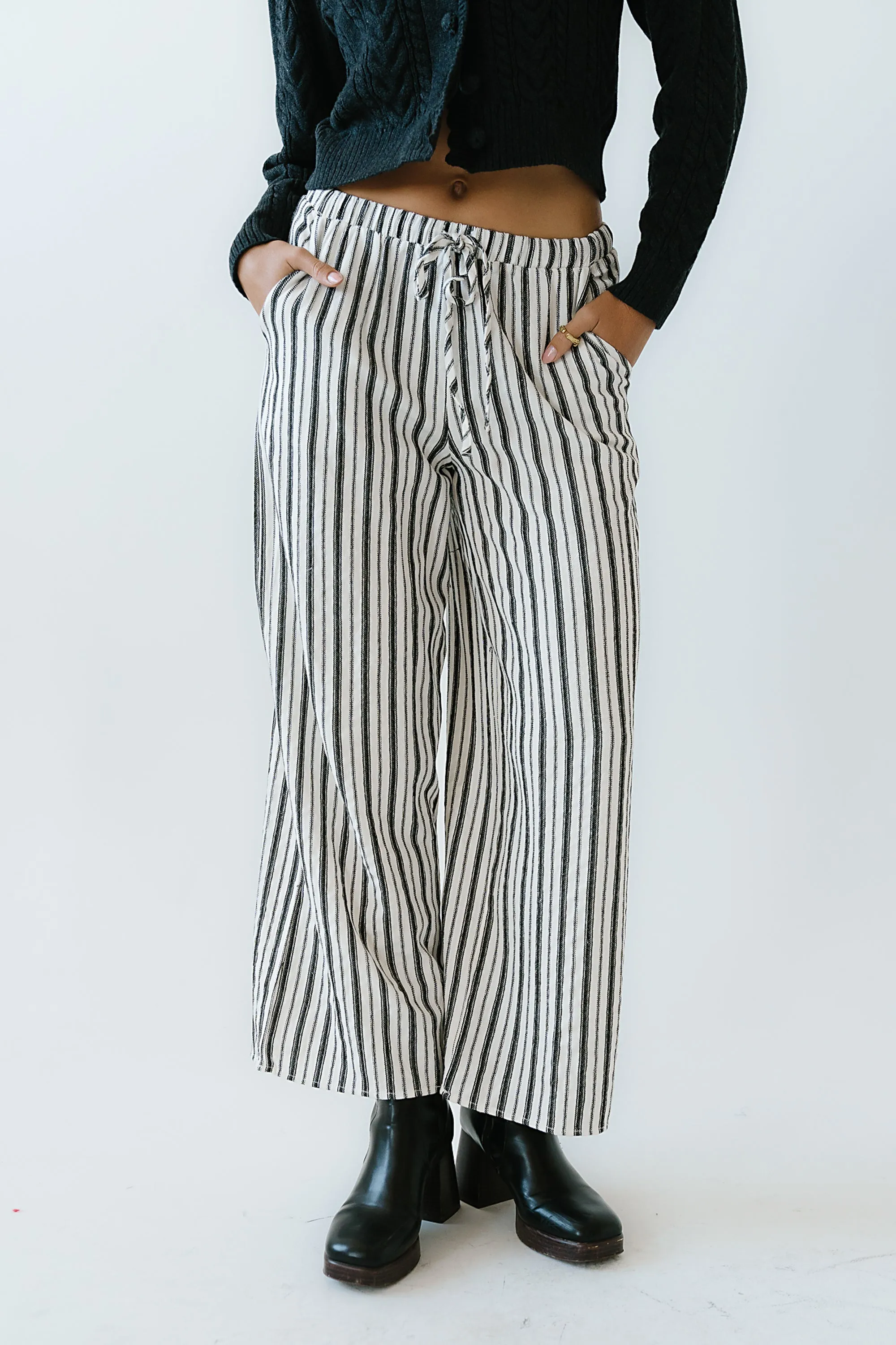 Lucy Striped Baggy Pants in Black sold by bohme product image thumbnail 4