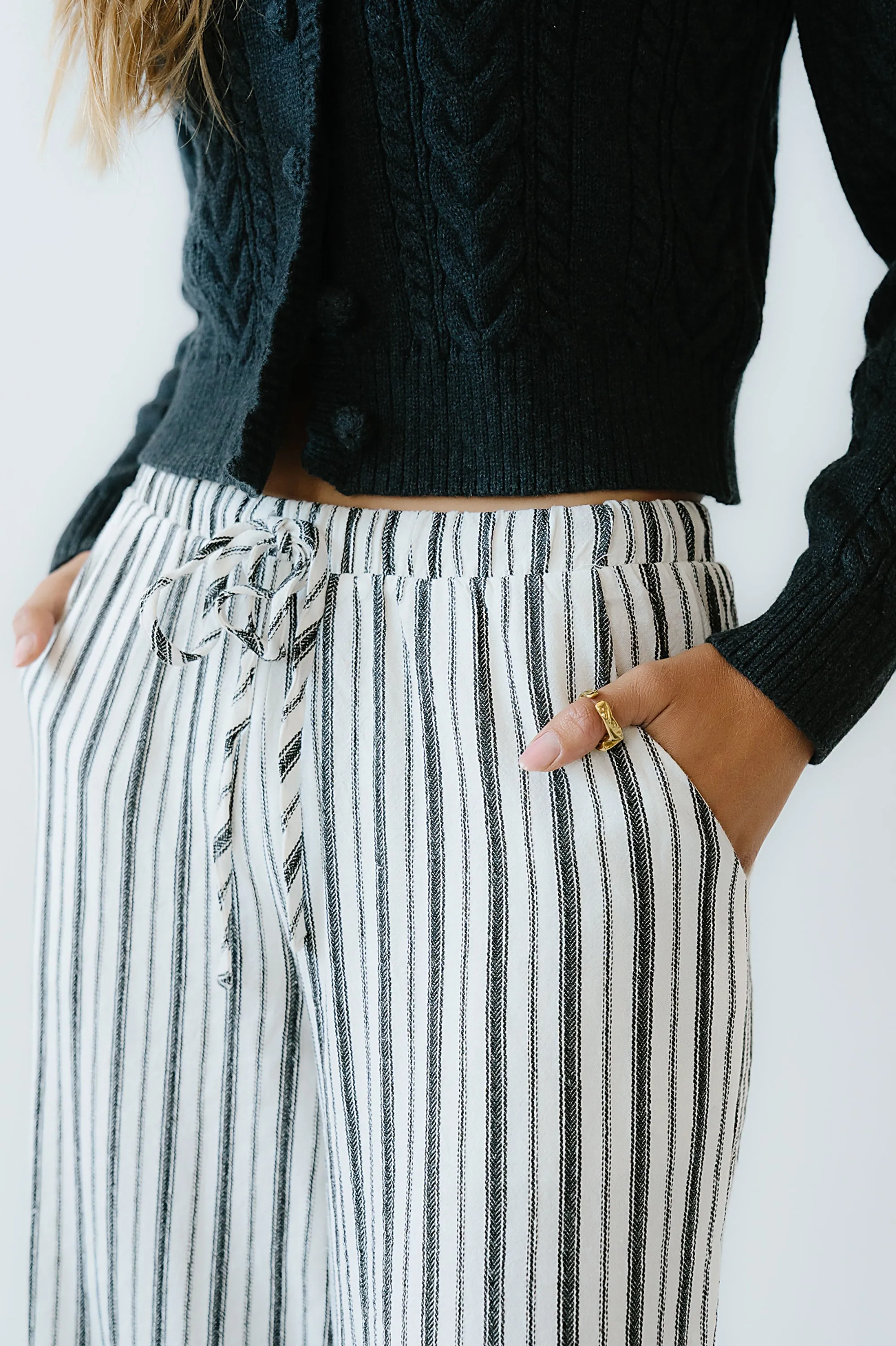 Lucy Striped Baggy Pants in Black sold by bohme product image thumbnail 3