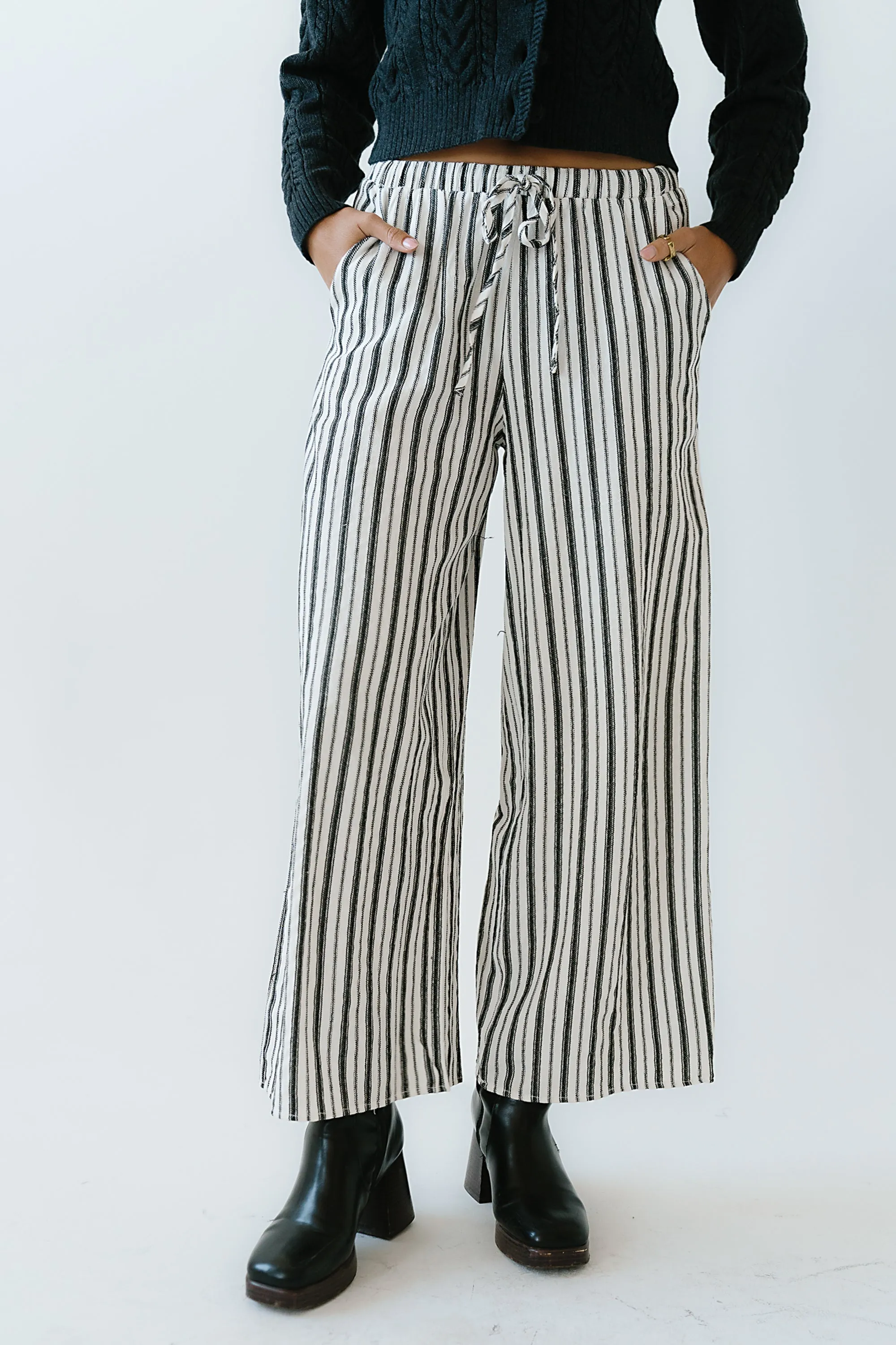 Lucy Striped Baggy Pants in Black sold by bohme