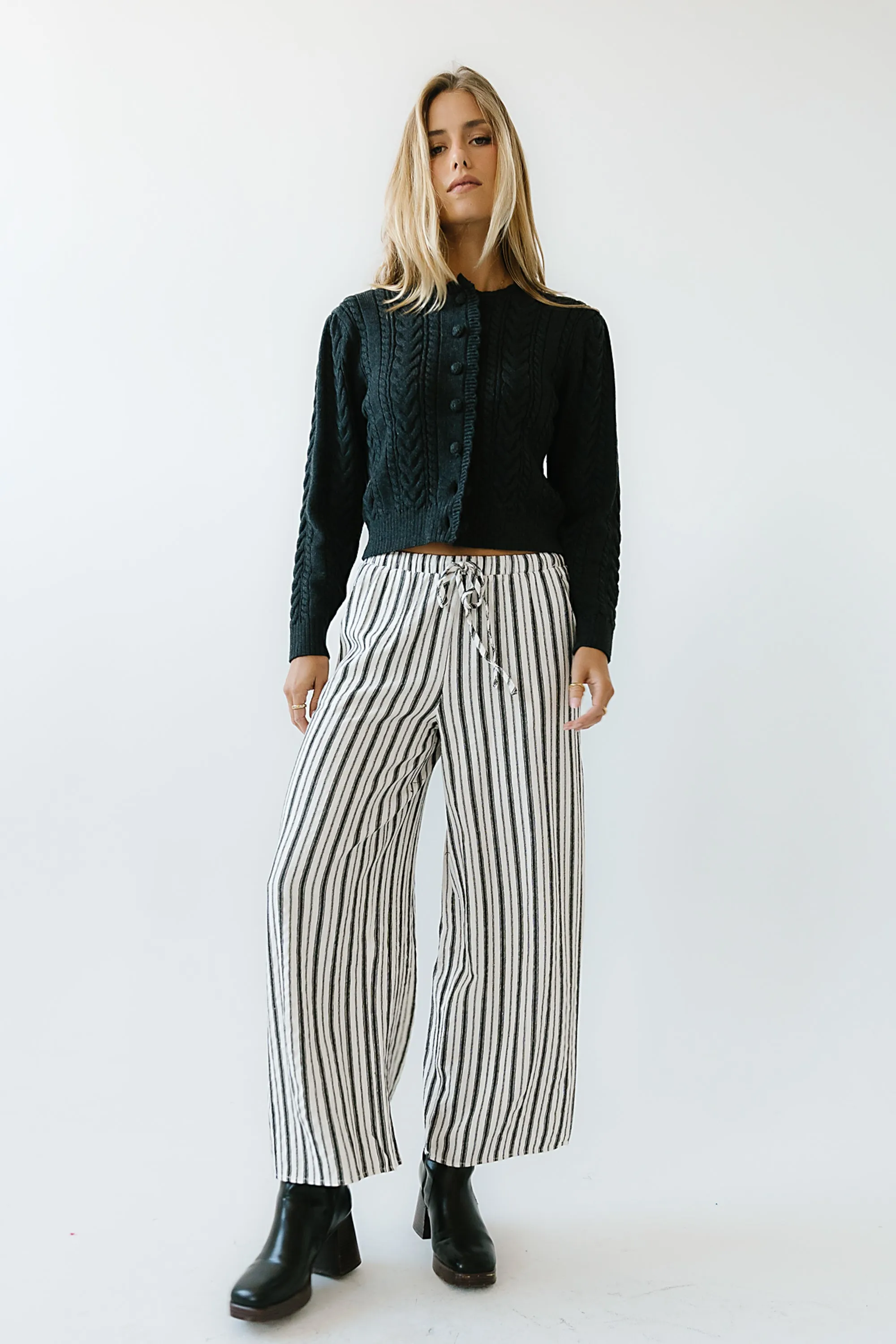Lucy Striped Baggy Pants in Black sold by bohme product image thumbnail 2
