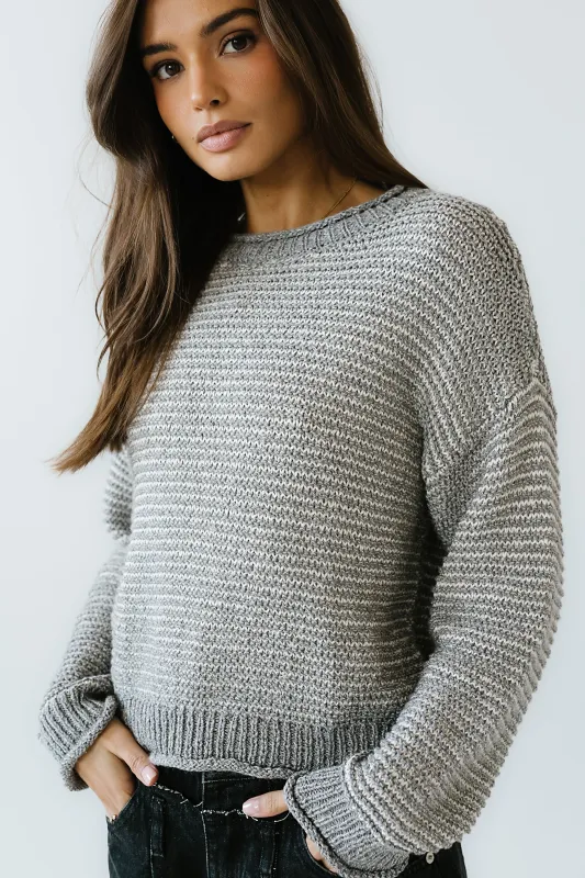 Tracey Striped Oversized Sweater in Grey sold by bohme