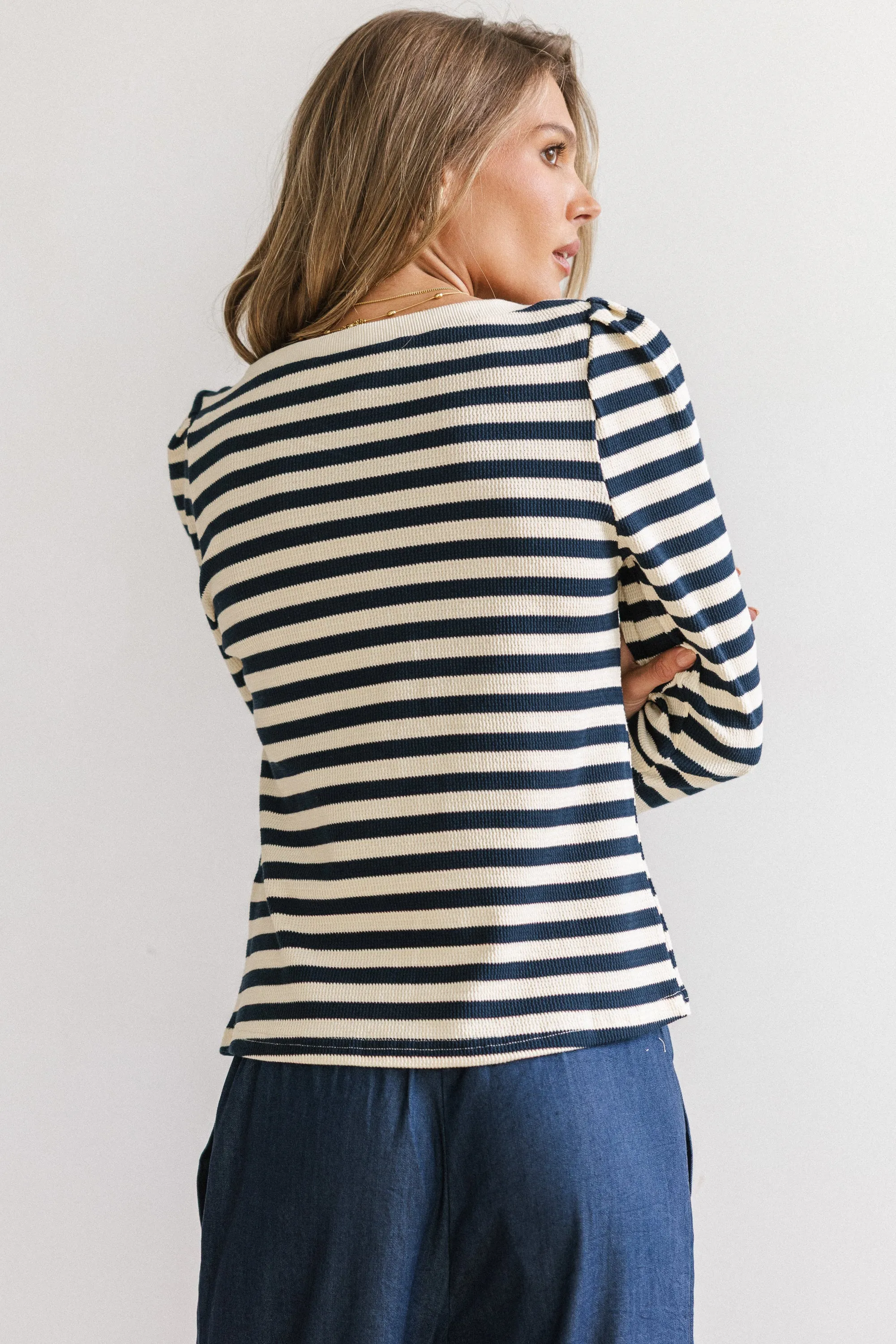 Kathy Waffle Knit Top in Navy - FINAL SALE sold by bohme product image thumbnail 3