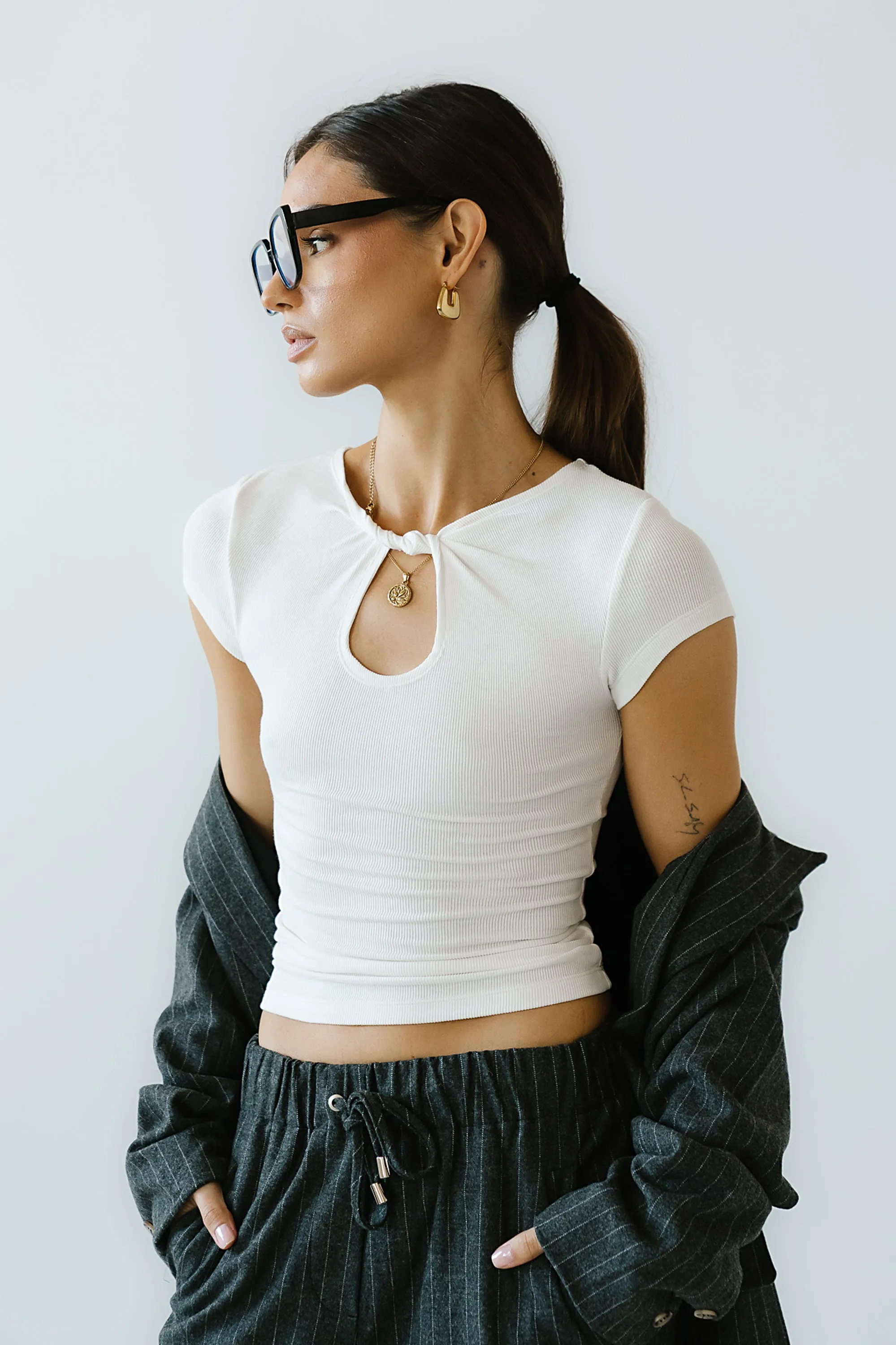 Leslie Cutout Top in White sold by bohme product image thumbnail 5