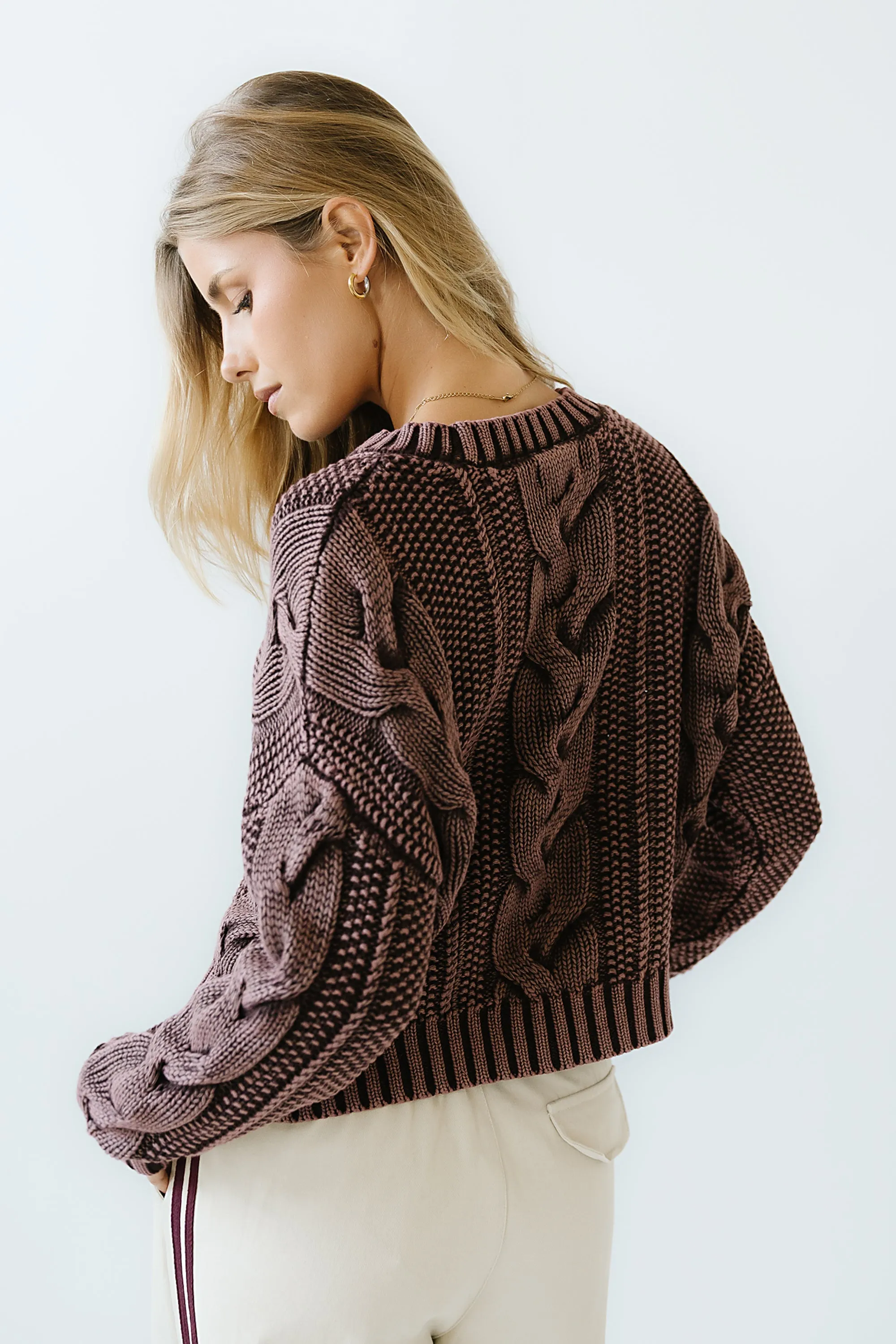 Josephine Knit Sweater in Red-Brown sold by bohme product image thumbnail 4