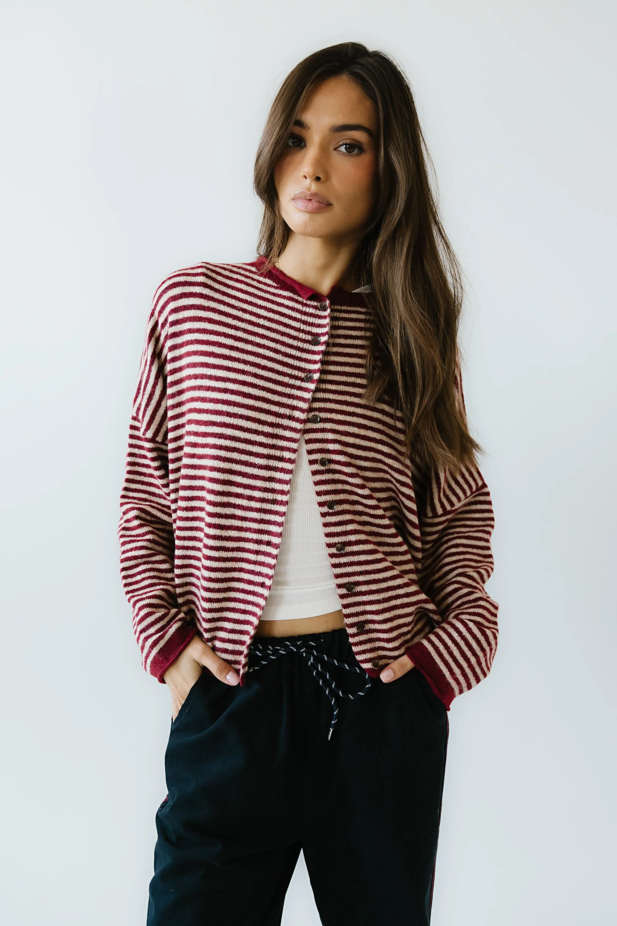 Lola Striped Sweater in Red sold by bohme