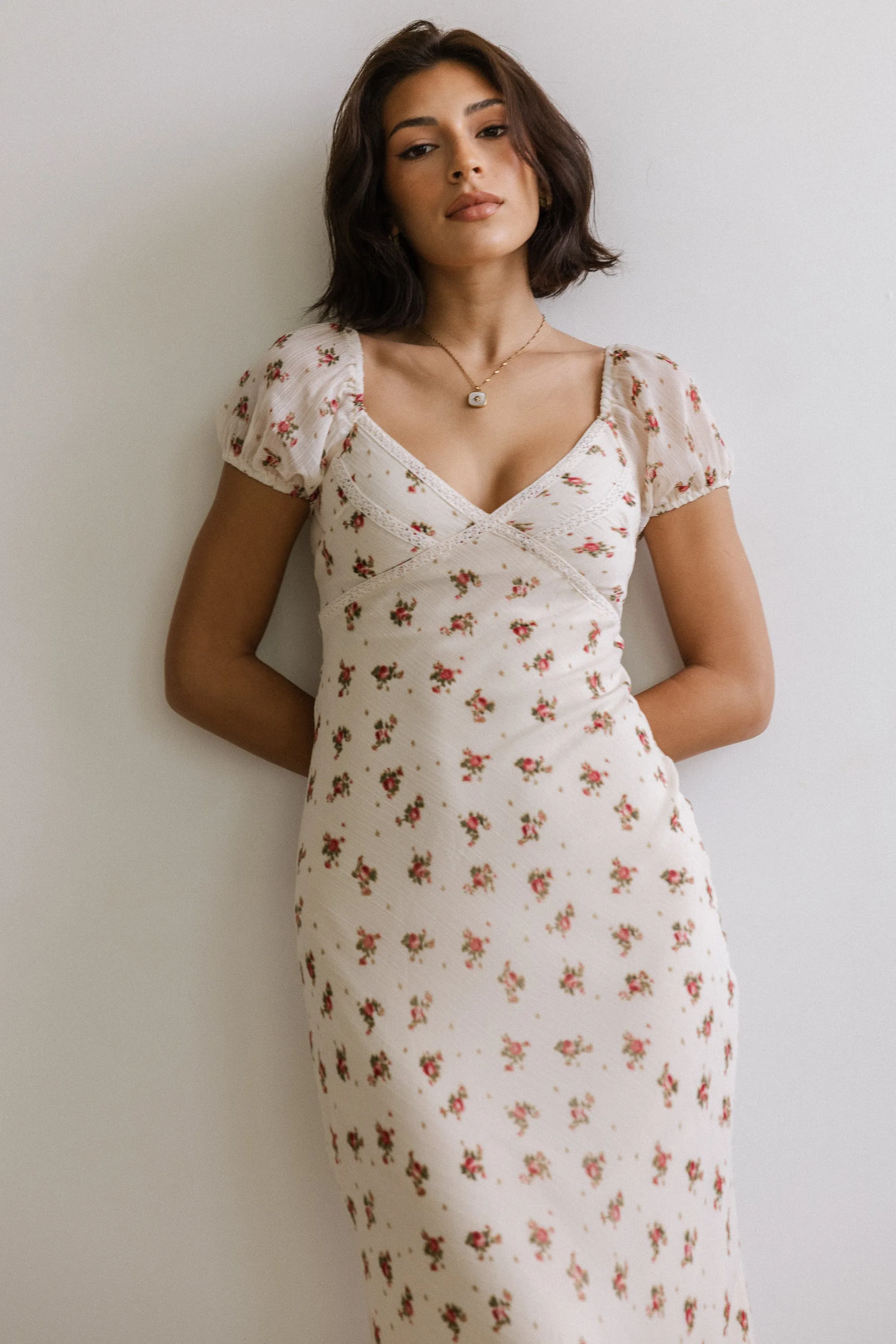 Cammie Floral Maxi Dress in Cream sold by bohme product image thumbnail 5