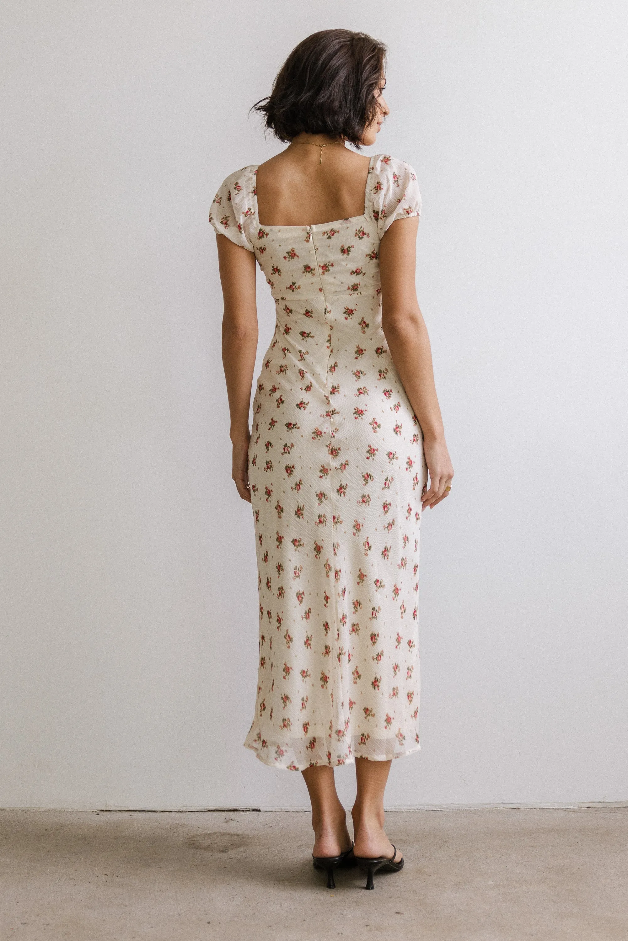 Cammie Floral Maxi Dress in Cream sold by bohme product image thumbnail 3