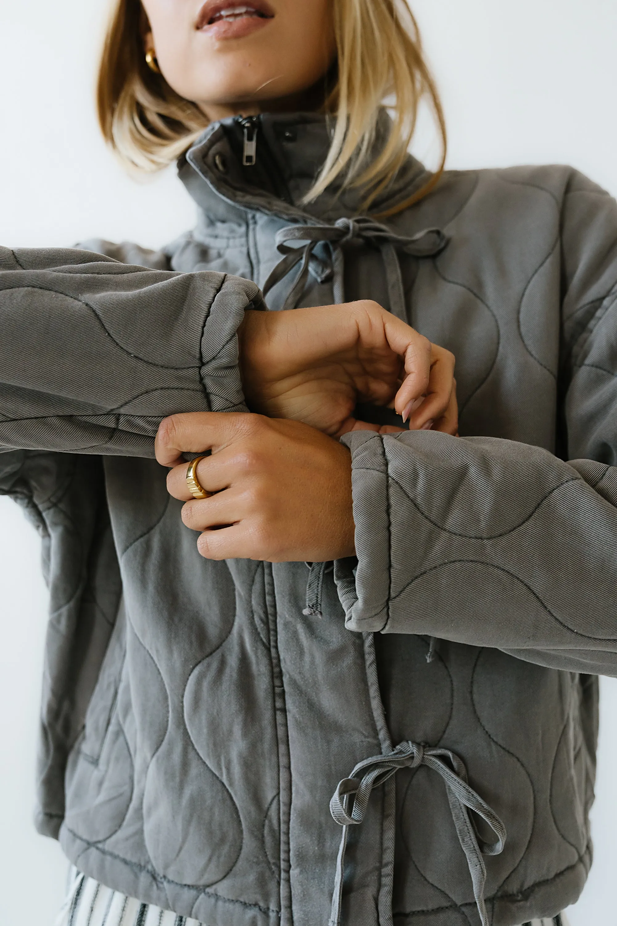 Quinn Quilted Jacket in Charcoal sold by bohme product image thumbnail 5