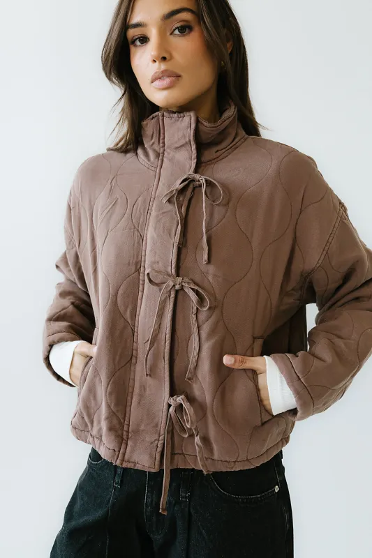 Quinn Quilted Jacket in Brown sold by bohme