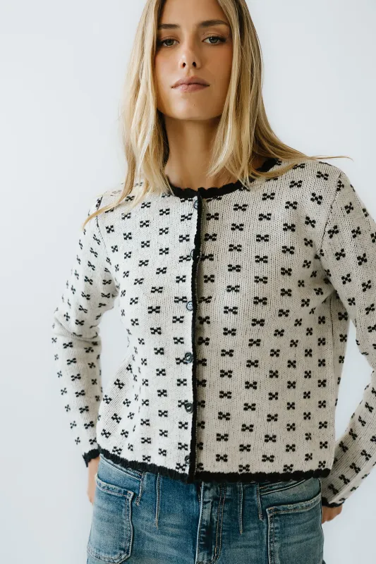 Courtney Scalloped Cardigan in Cream sold by bohme