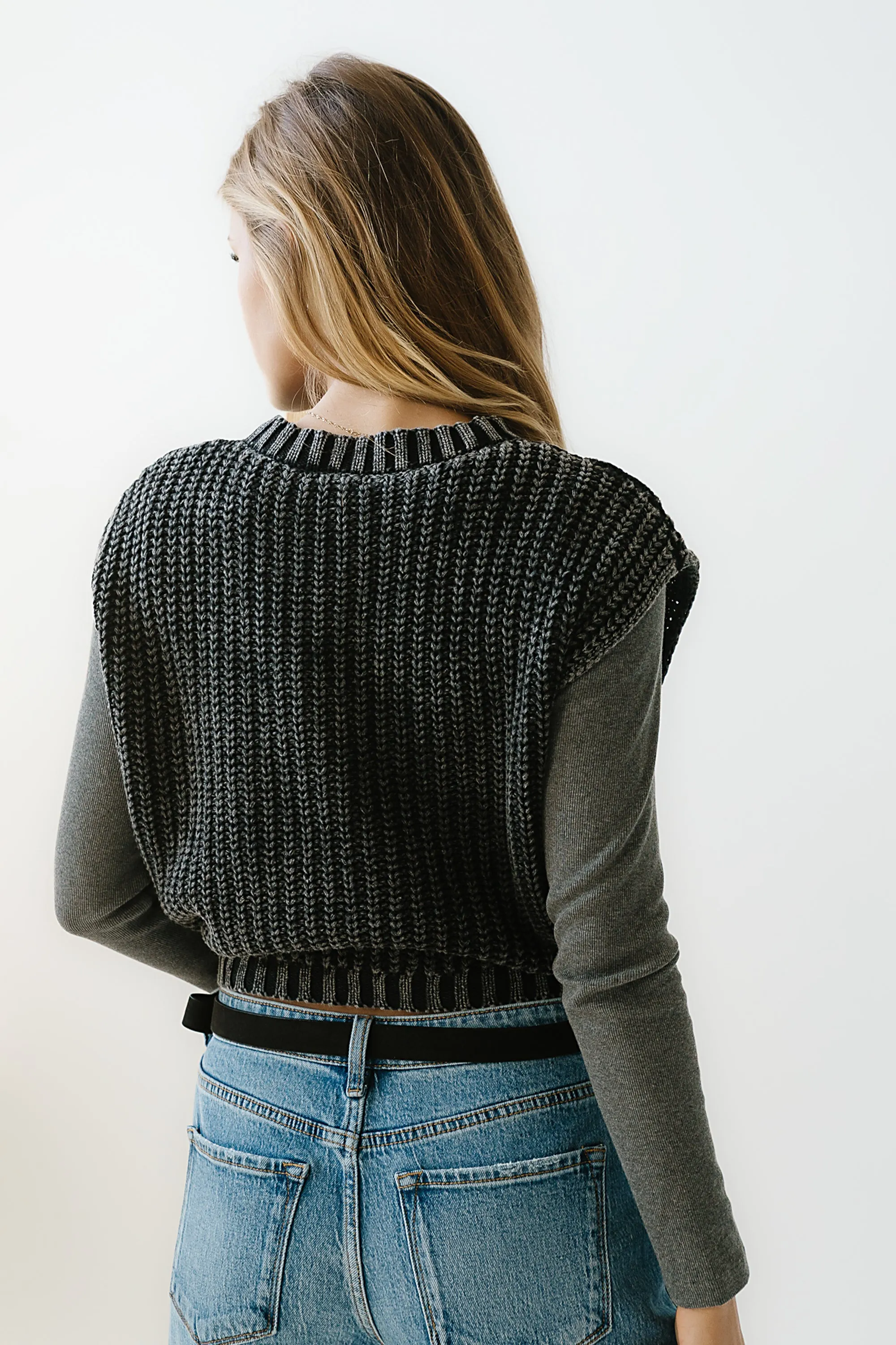 Rebecca Cable Knit Vest in Charcoal sold by bohme product image thumbnail 5