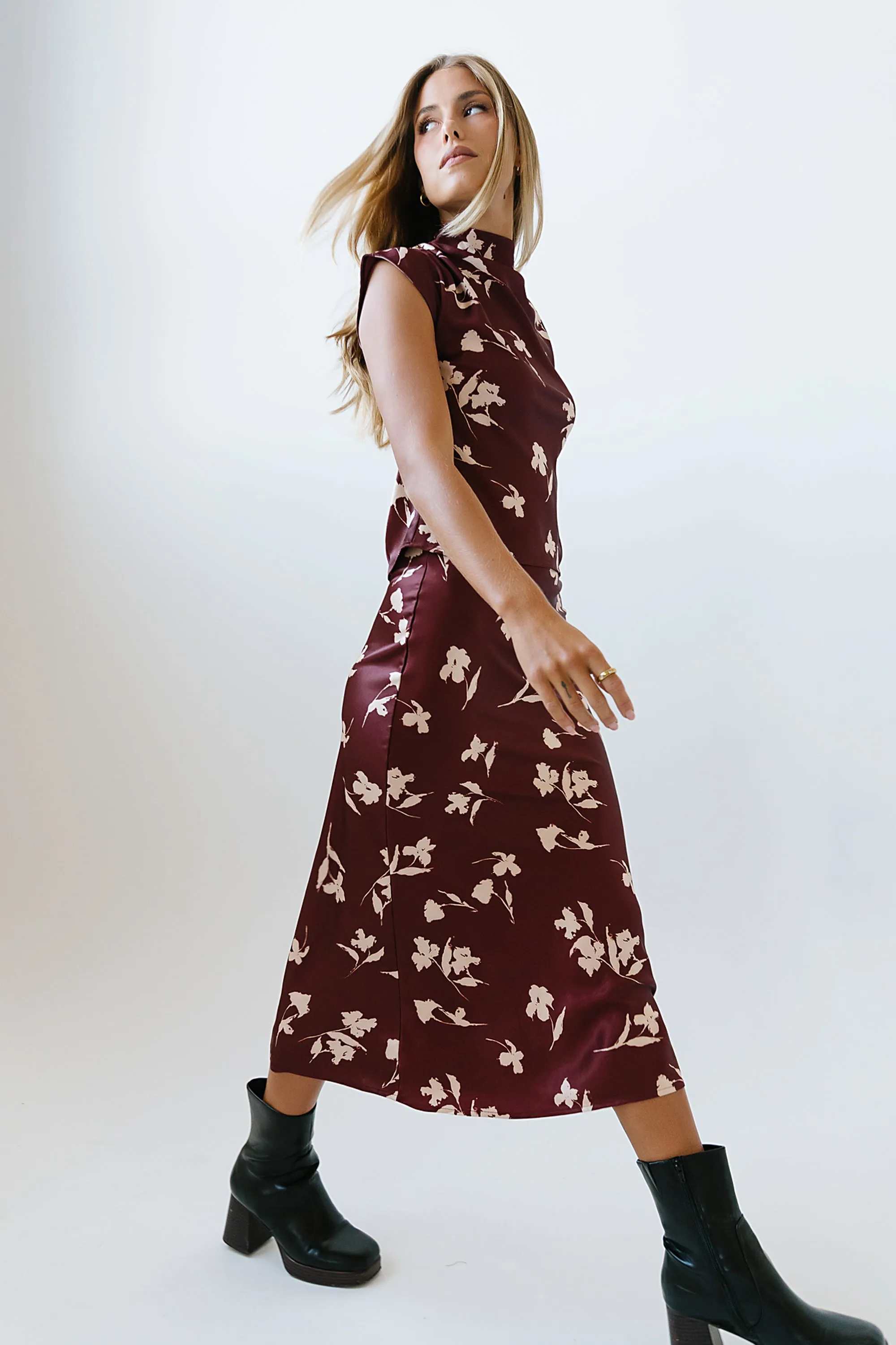 Carsyn Floral Maxi Skirt in Red-Brown sold by bohme product image thumbnail 2