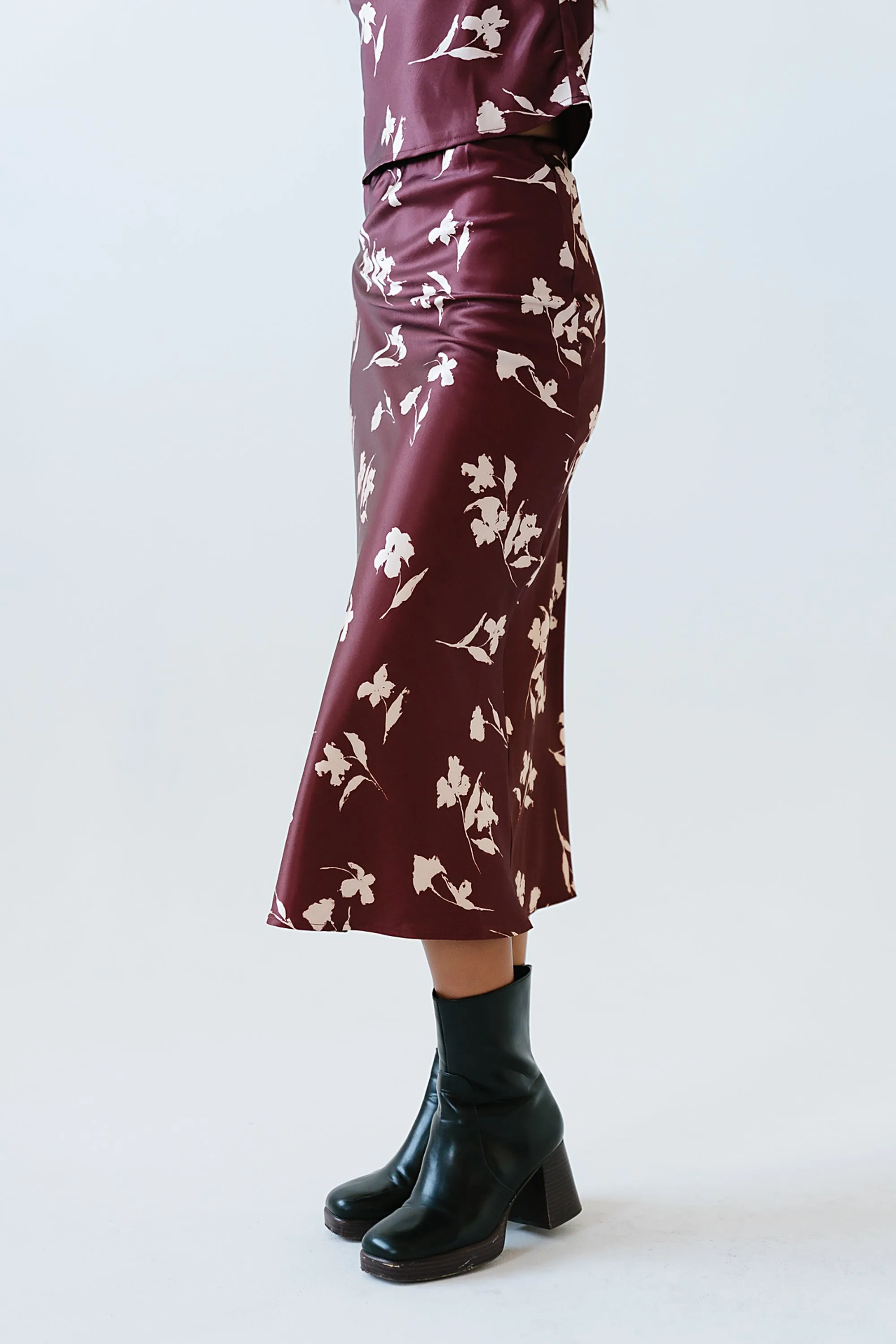 Carsyn Floral Maxi Skirt in Red-Brown sold by bohme product image thumbnail 3