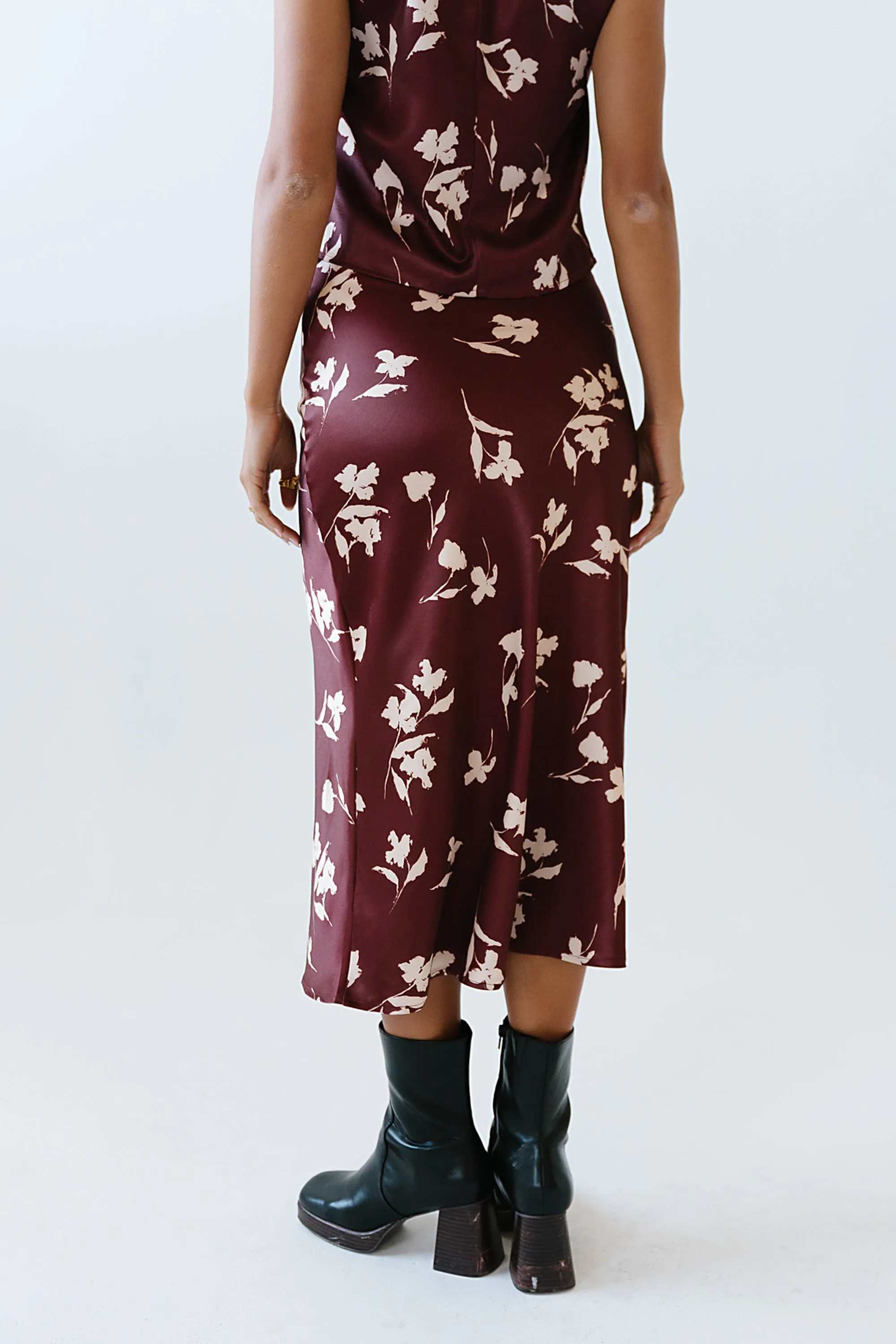 Carsyn Floral Maxi Skirt in Red-Brown sold by bohme product image thumbnail 5