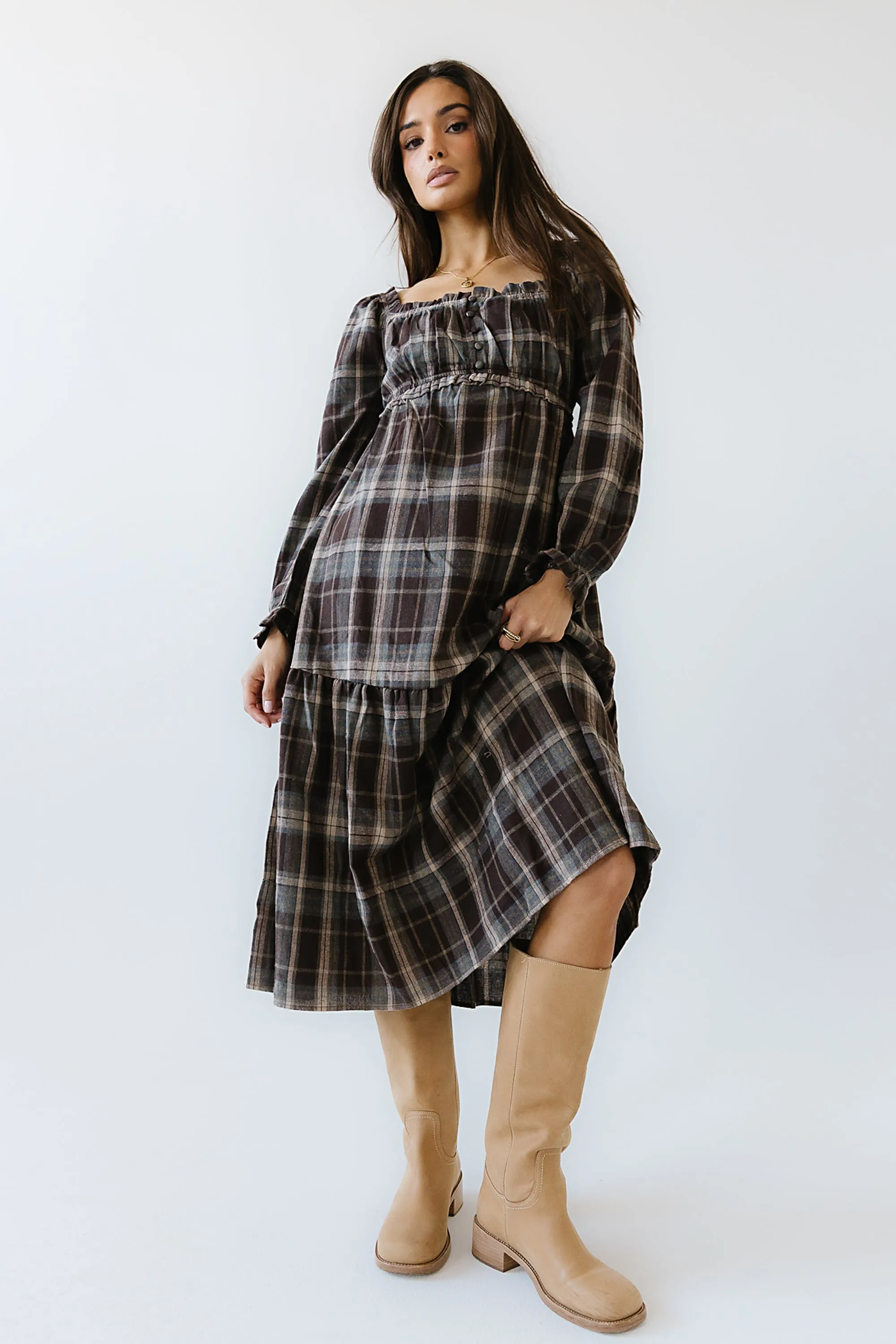 Harlow Plaid Maxi Dress - FINAL SALE sold by bohme product image thumbnail 3