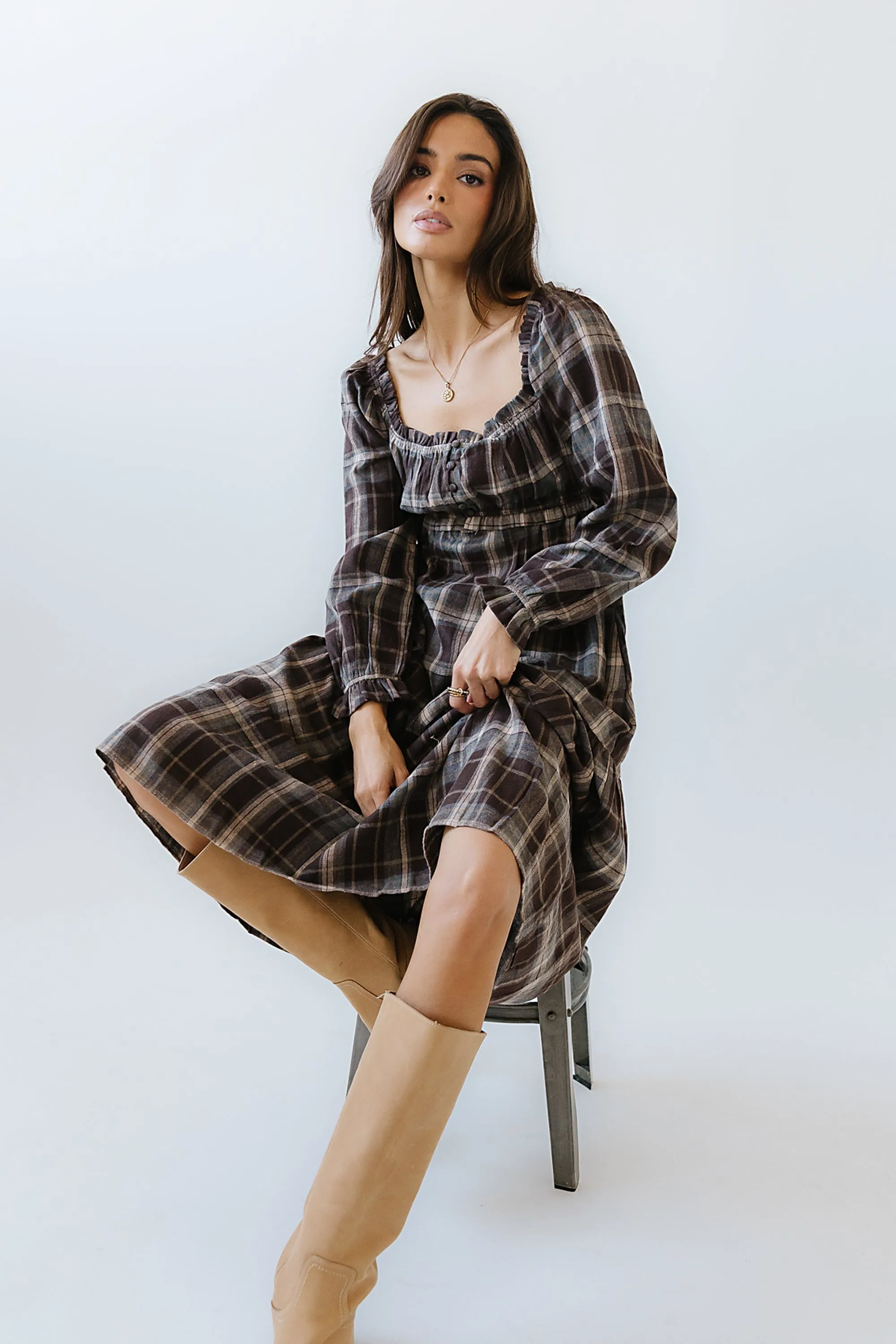 Harlow Plaid Maxi Dress - FINAL SALE sold by bohme product image thumbnail 2