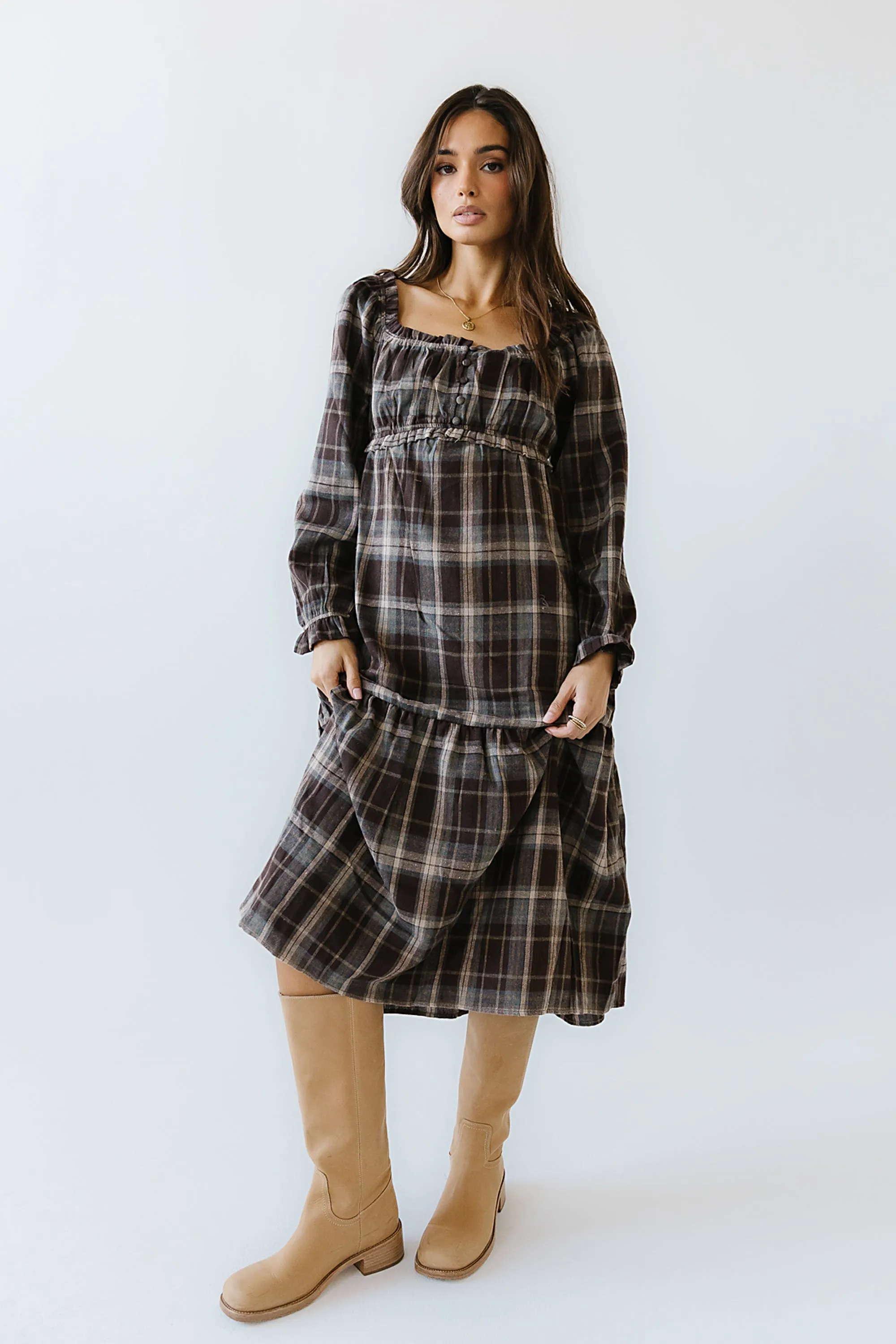 Harlow Plaid Maxi Dress - FINAL SALE sold by bohme product image thumbnail 5