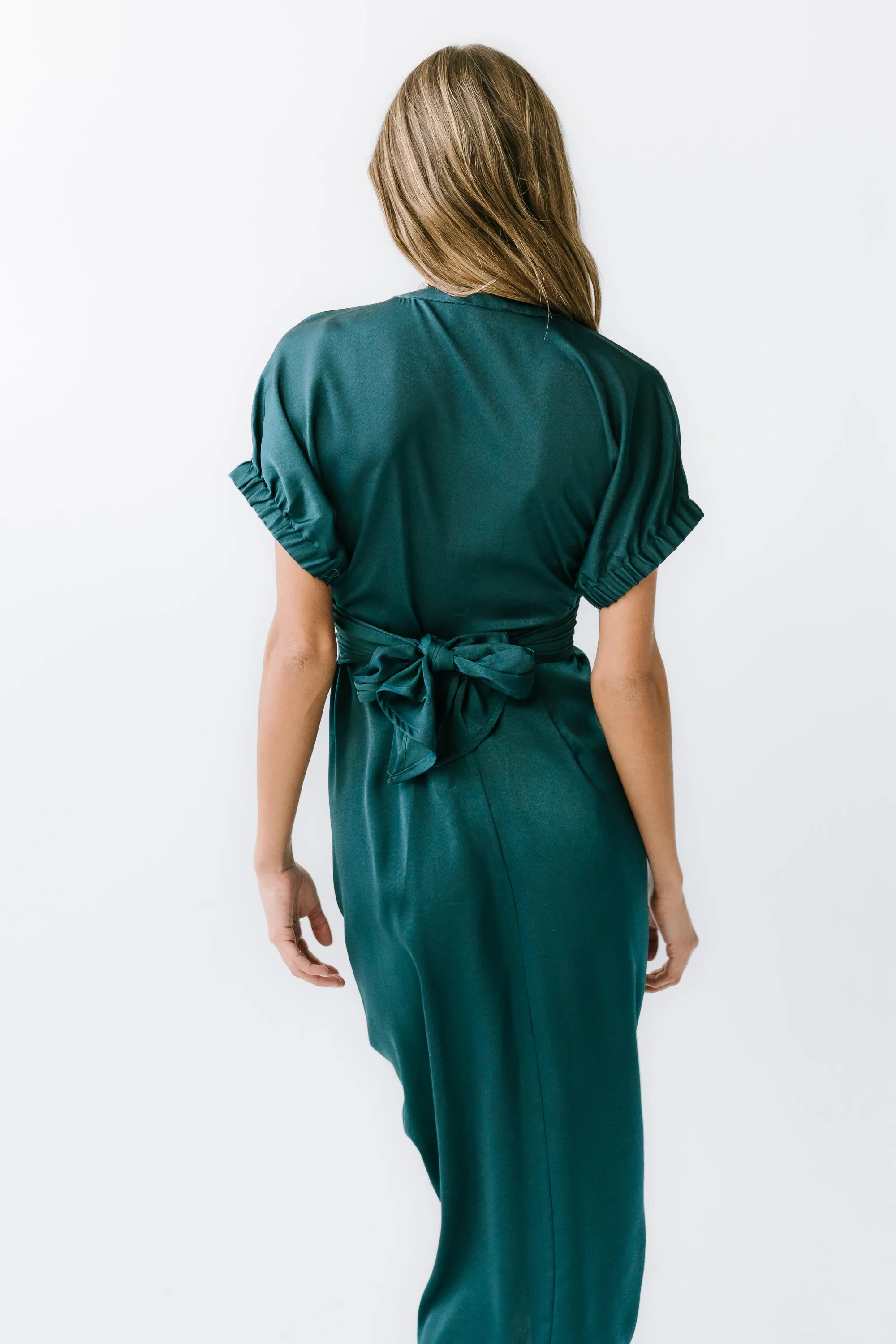 Opie Satin Midi Dress in Teal sold by bohme product image thumbnail 4