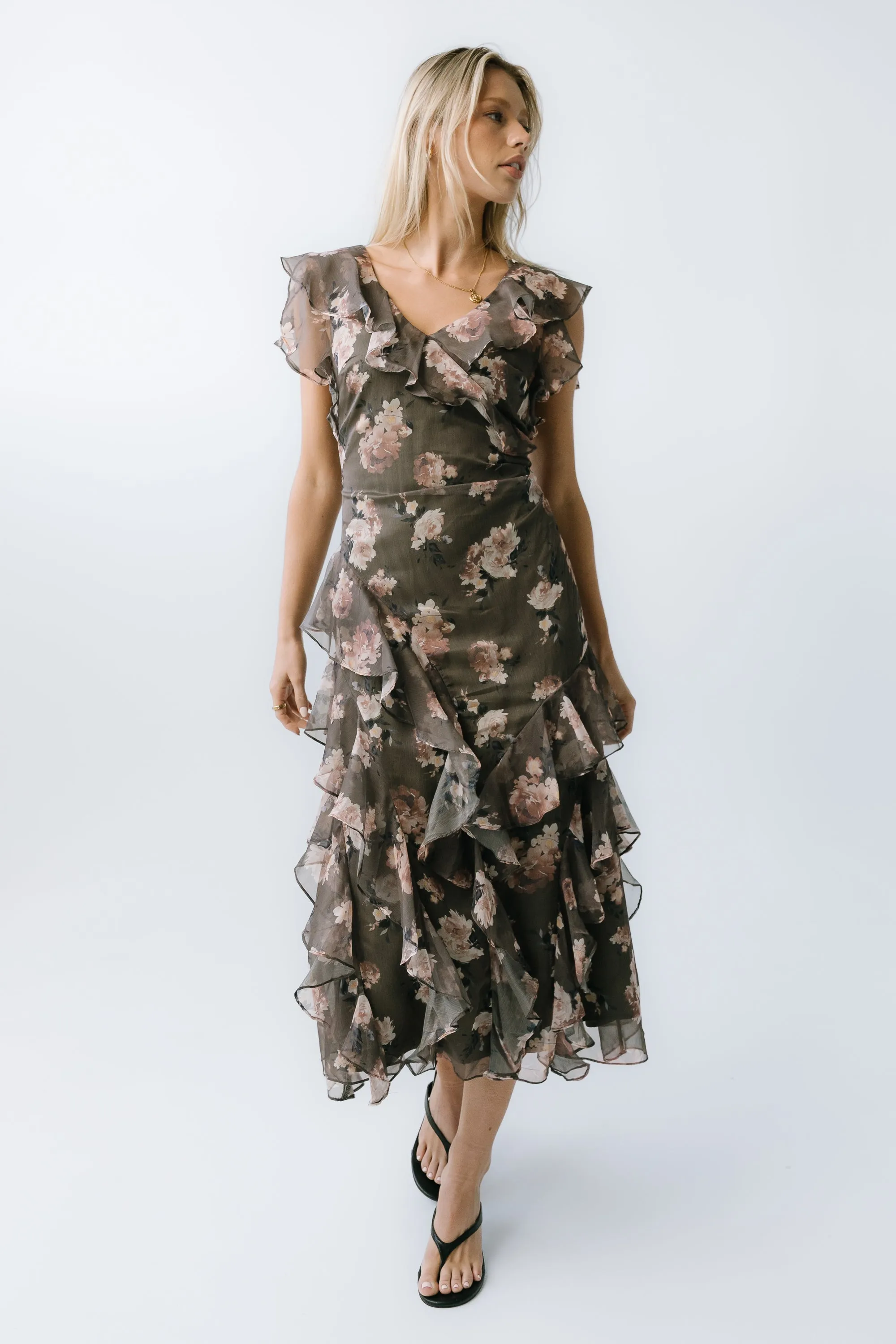Kensie Ruffle Maxi Dress sold by bohme product image thumbnail 4