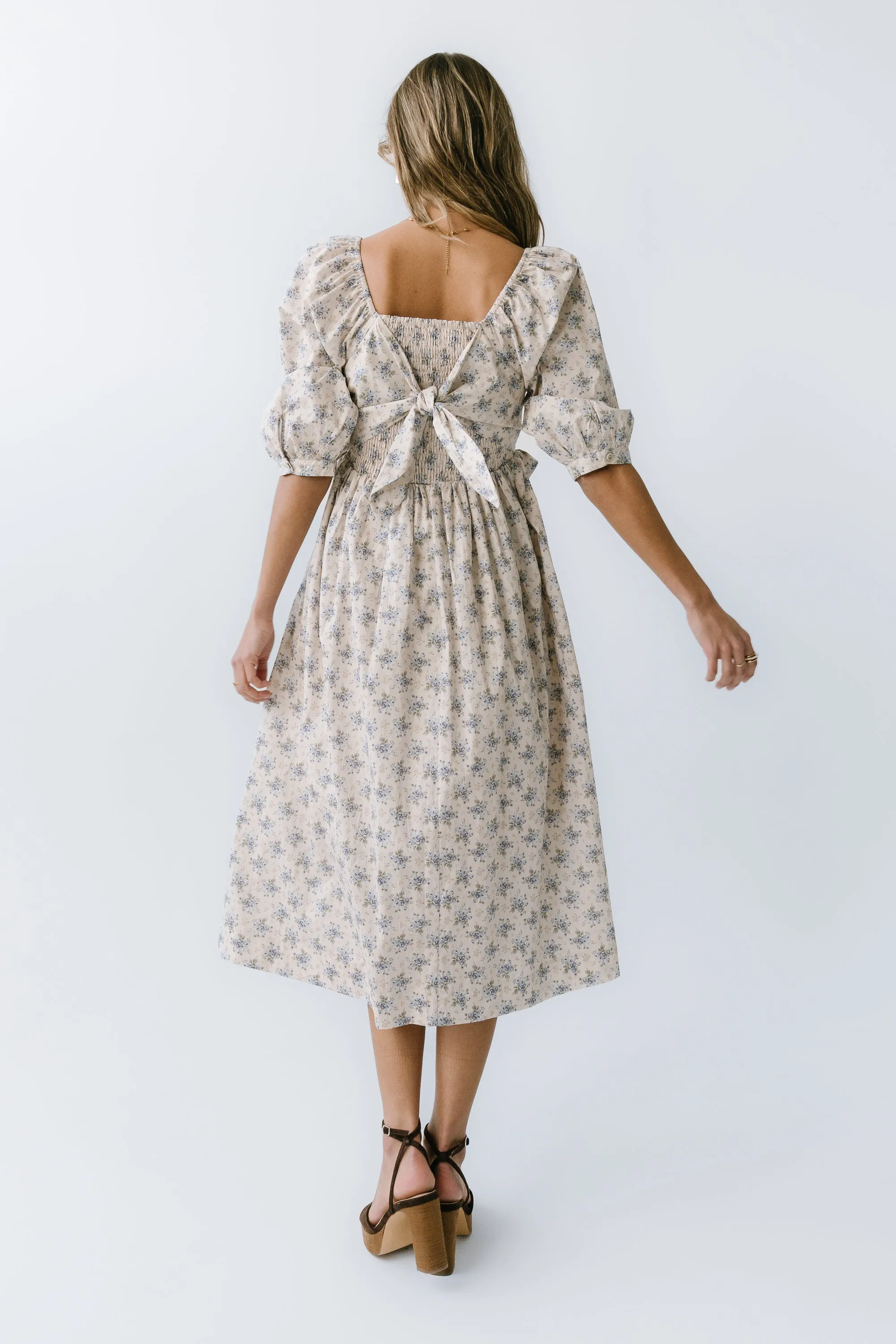 Gloria Floral Midi Dress in Ecru sold by bohme product image thumbnail 2