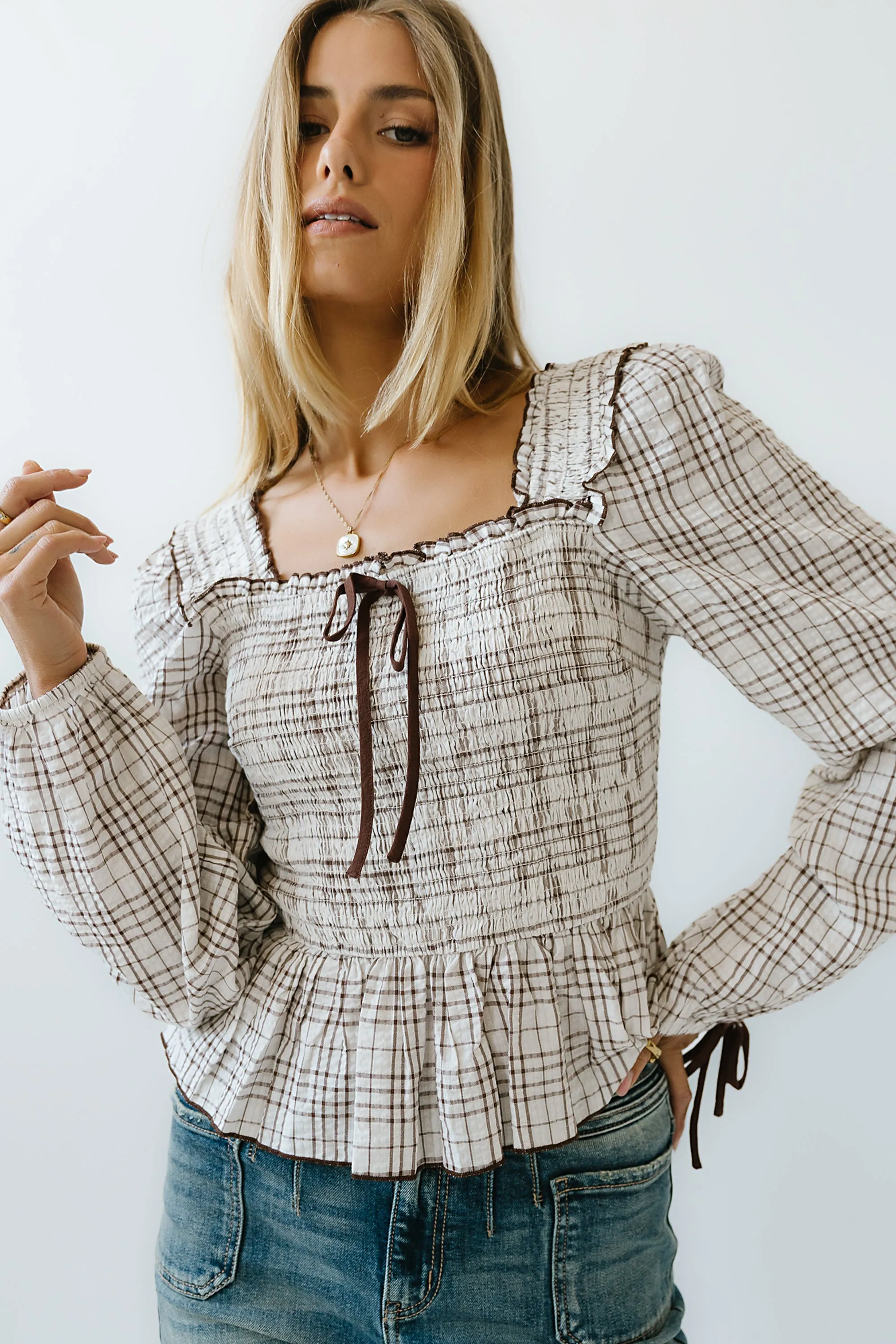 Vale Smocked Blouse in Mocha - FINAL SALE sold by bohme product image thumbnail 5