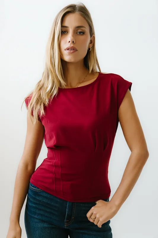 Tam Pleated Top in Red sold by bohme