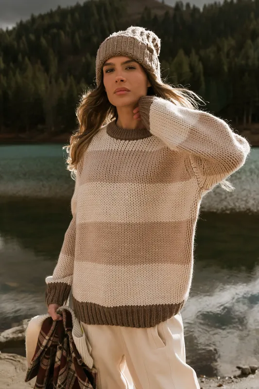 Jolene Striped Sweater in Brown sold by bohme