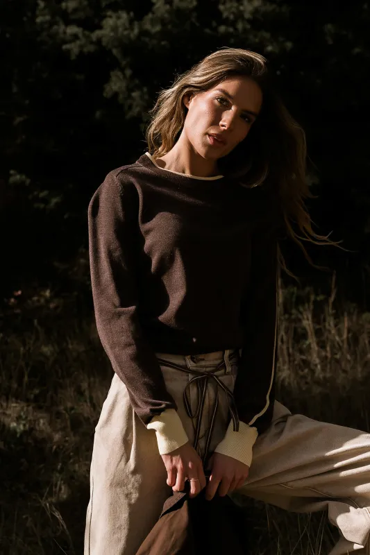 Rustin Contrast Sweater in Brown sold by bohme