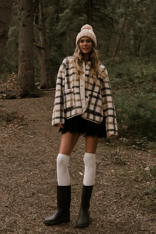 Jasper Gingham Sherpa Jacket sold by bohme