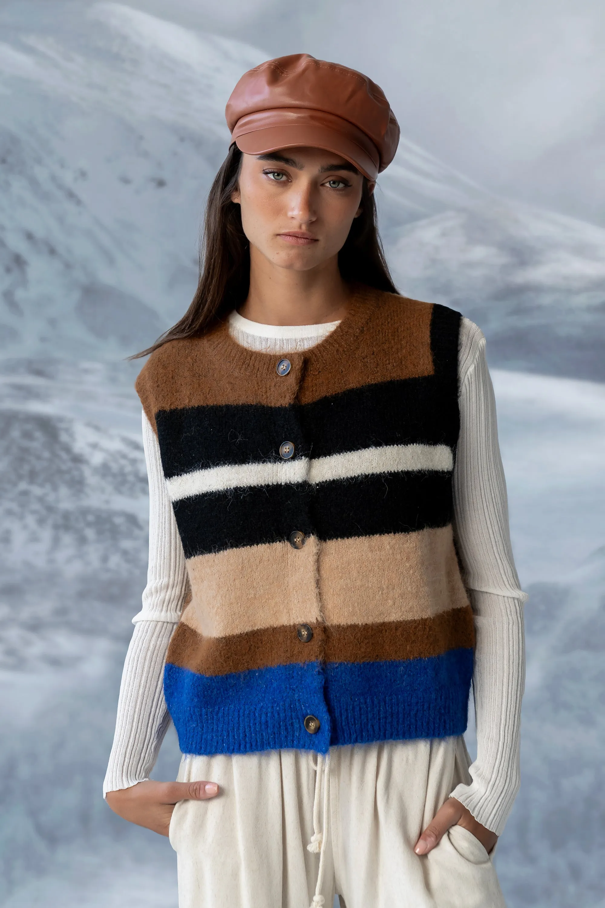 Wesley Striped Sweater Vest sold by bohme